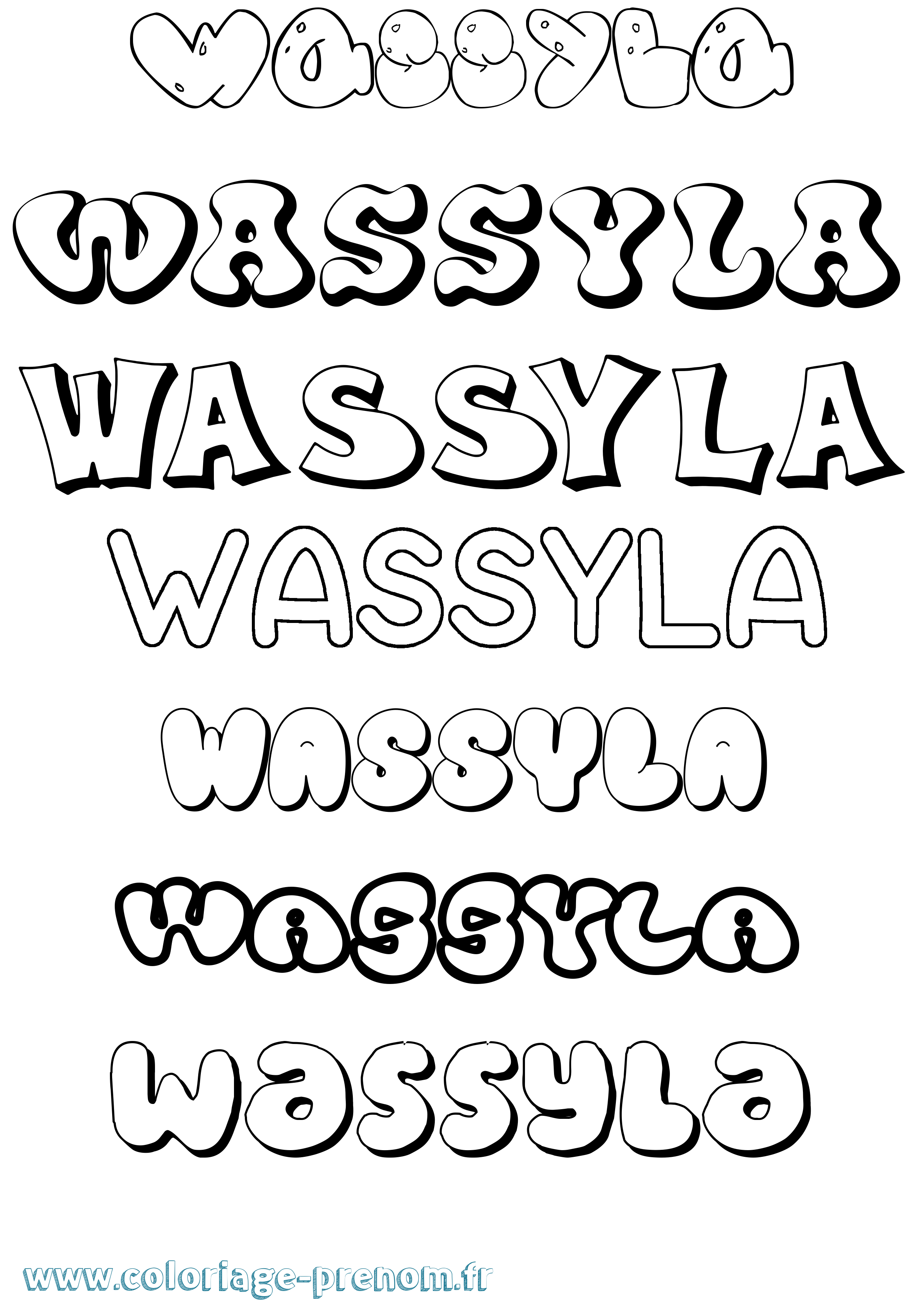 Coloriage Wassyla Bubble Coloriage prénom Wassyla Bubble