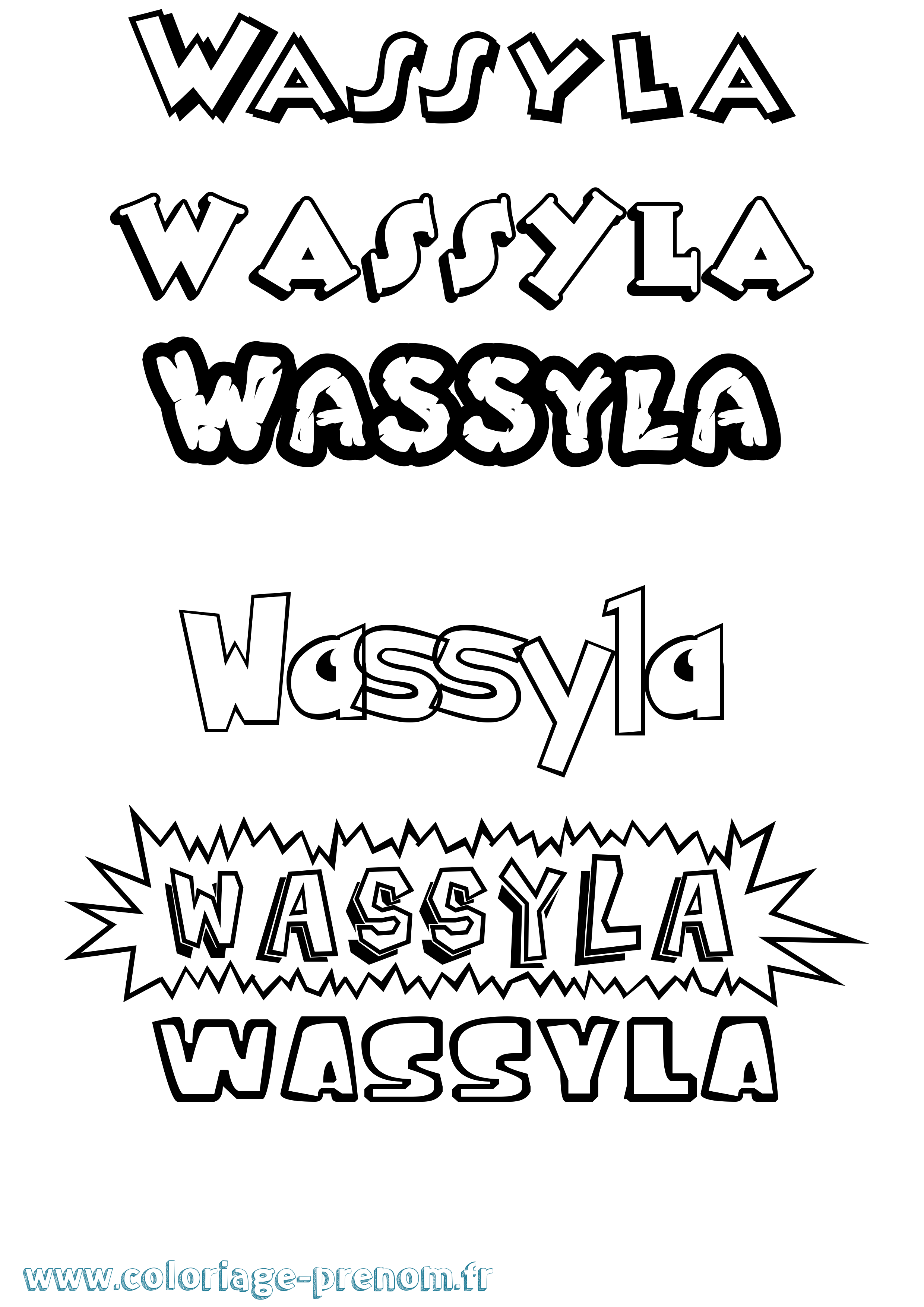 Coloriage Wassyla Dessin Animé Coloriage prénom Wassyla Dessin Animé