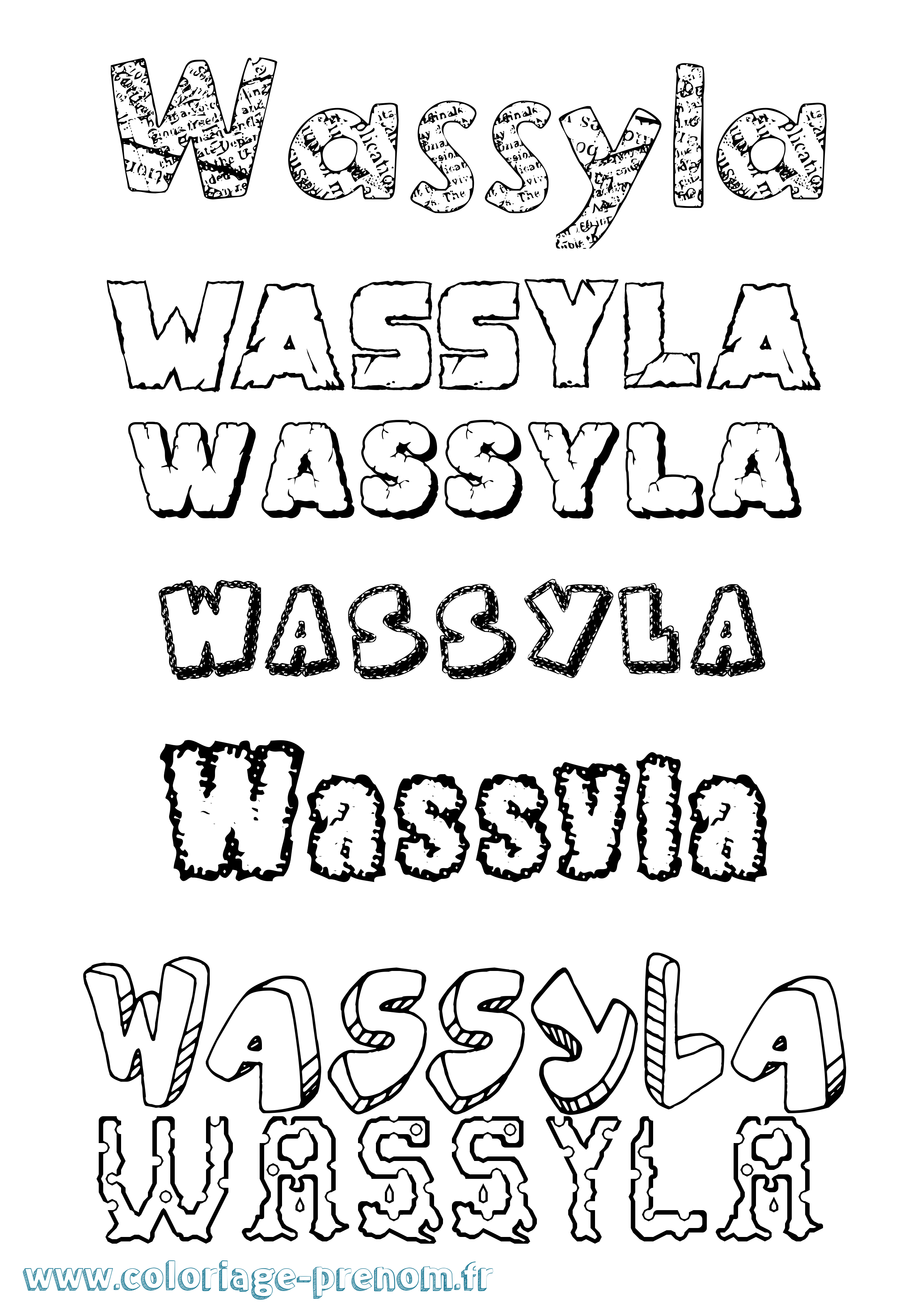 Coloriage Wassyla Destructuré Coloriage prénom Wassyla Destructuré