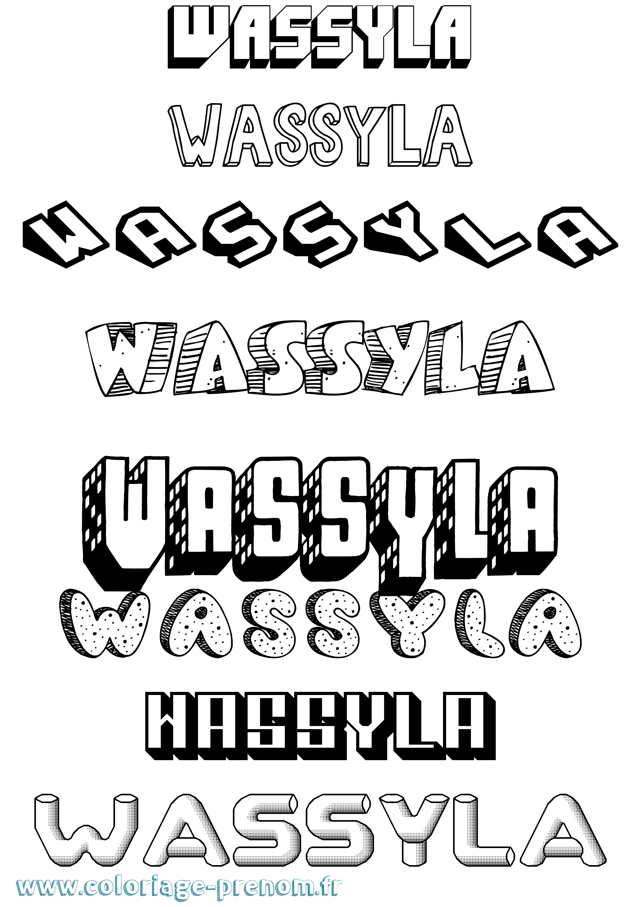 Coloriage Wassyla Effet 3D Coloriage prénom Wassyla Effet 3D