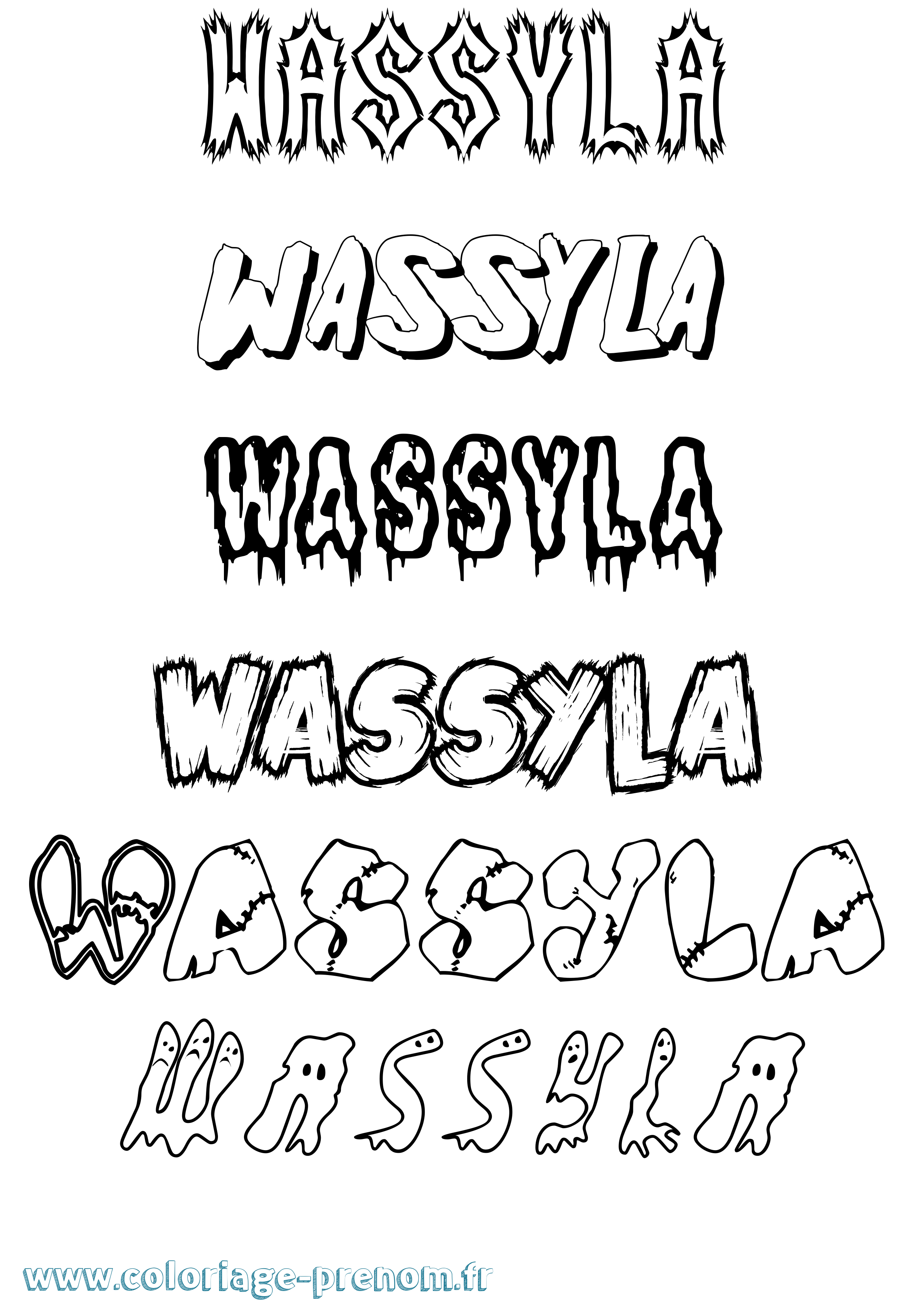 Coloriage Wassyla Frisson Coloriage prénom Wassyla Frisson