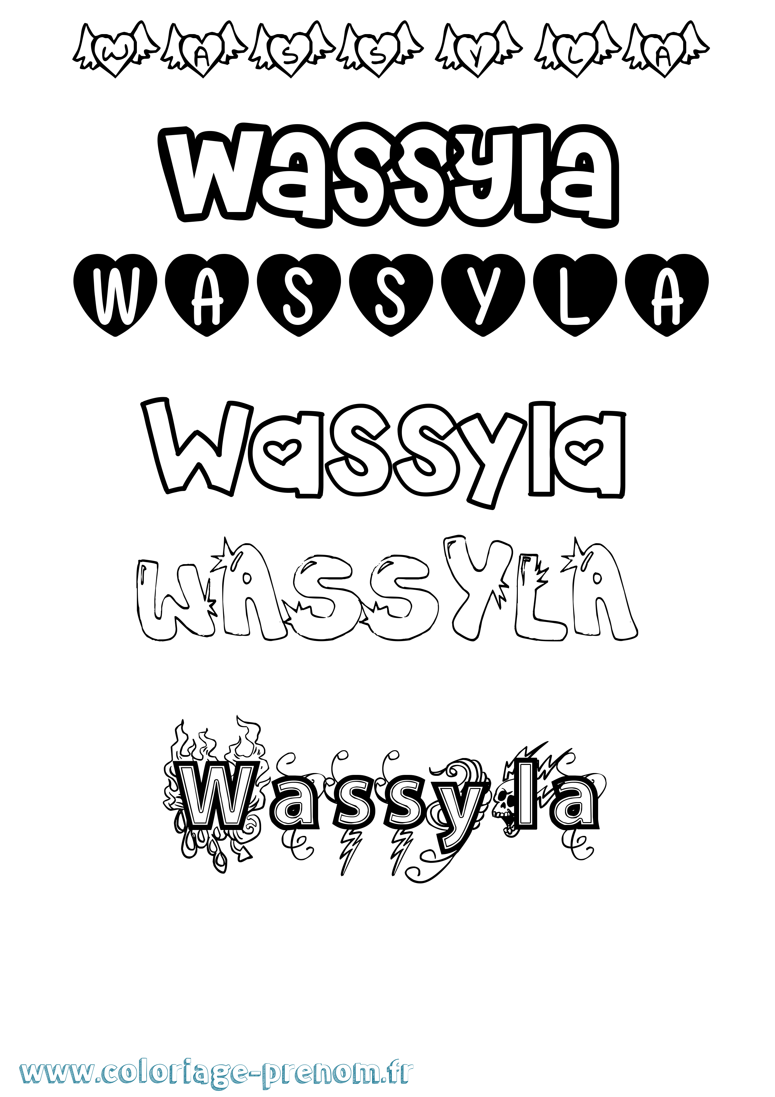 Coloriage Wassyla Girly Coloriage prénom Wassyla Girly