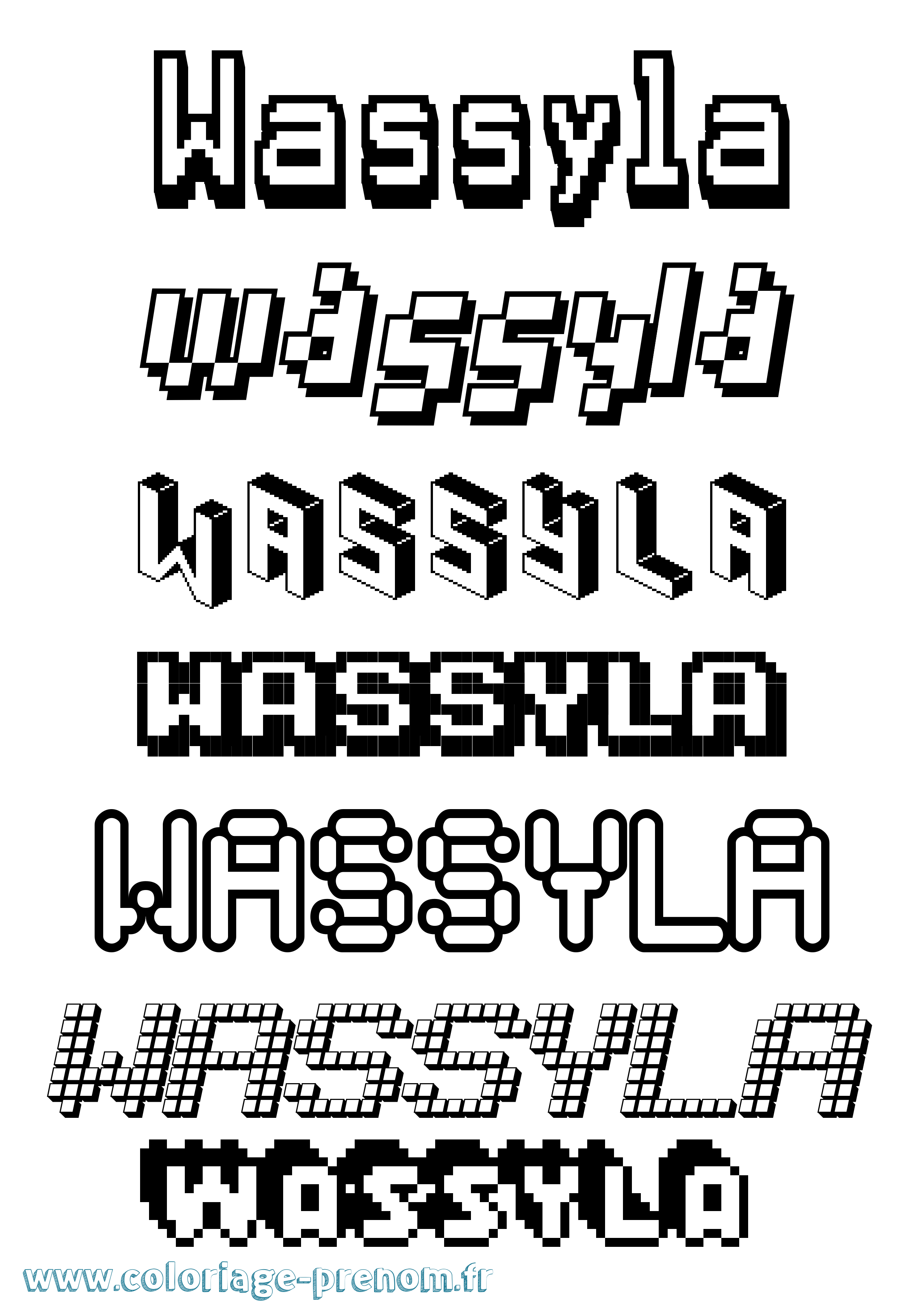 Coloriage Wassyla Pixel Coloriage prénom Wassyla Pixel