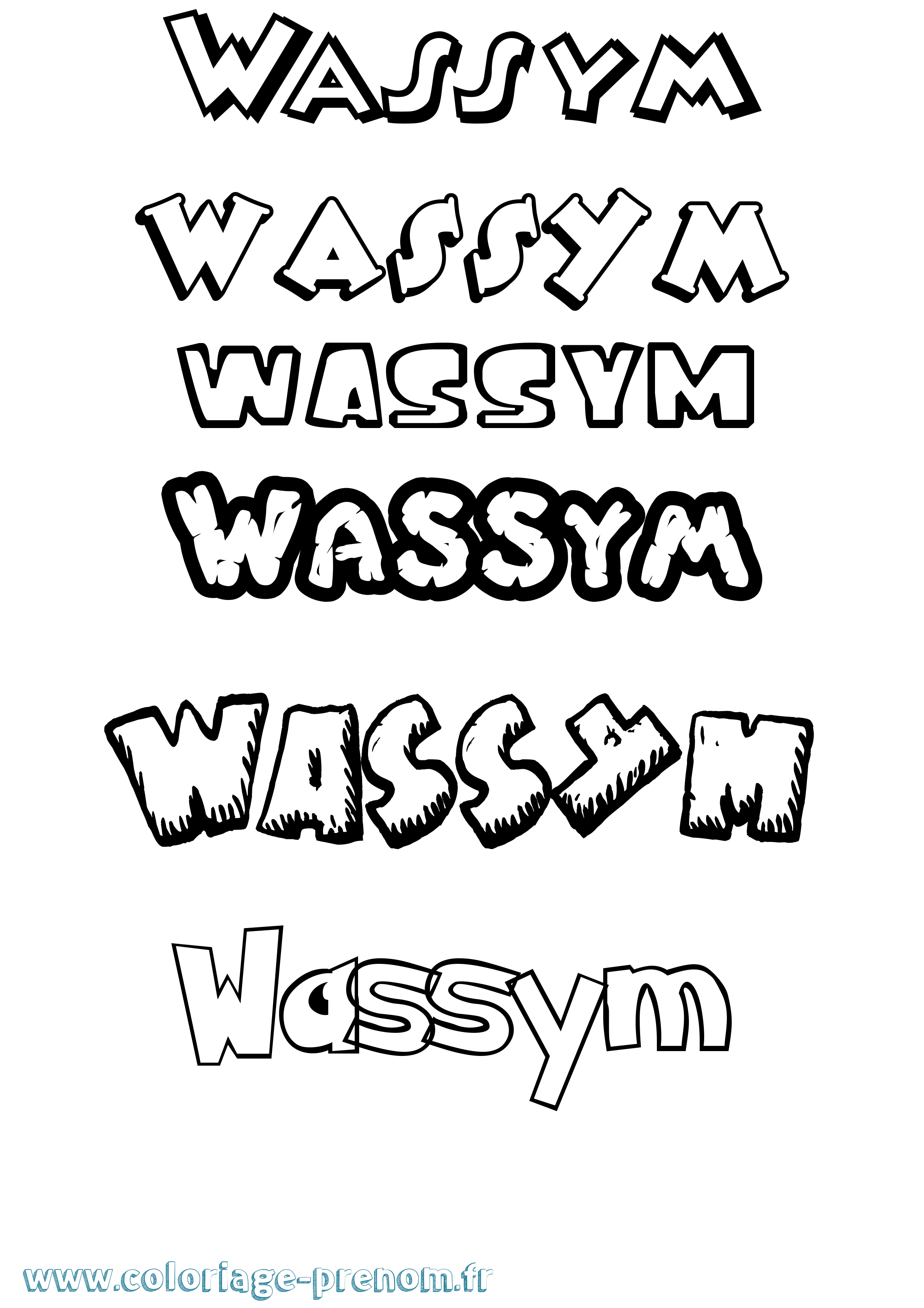 Coloriage Wassym Dessin Animé Coloriage prénom Wassym Dessin Animé