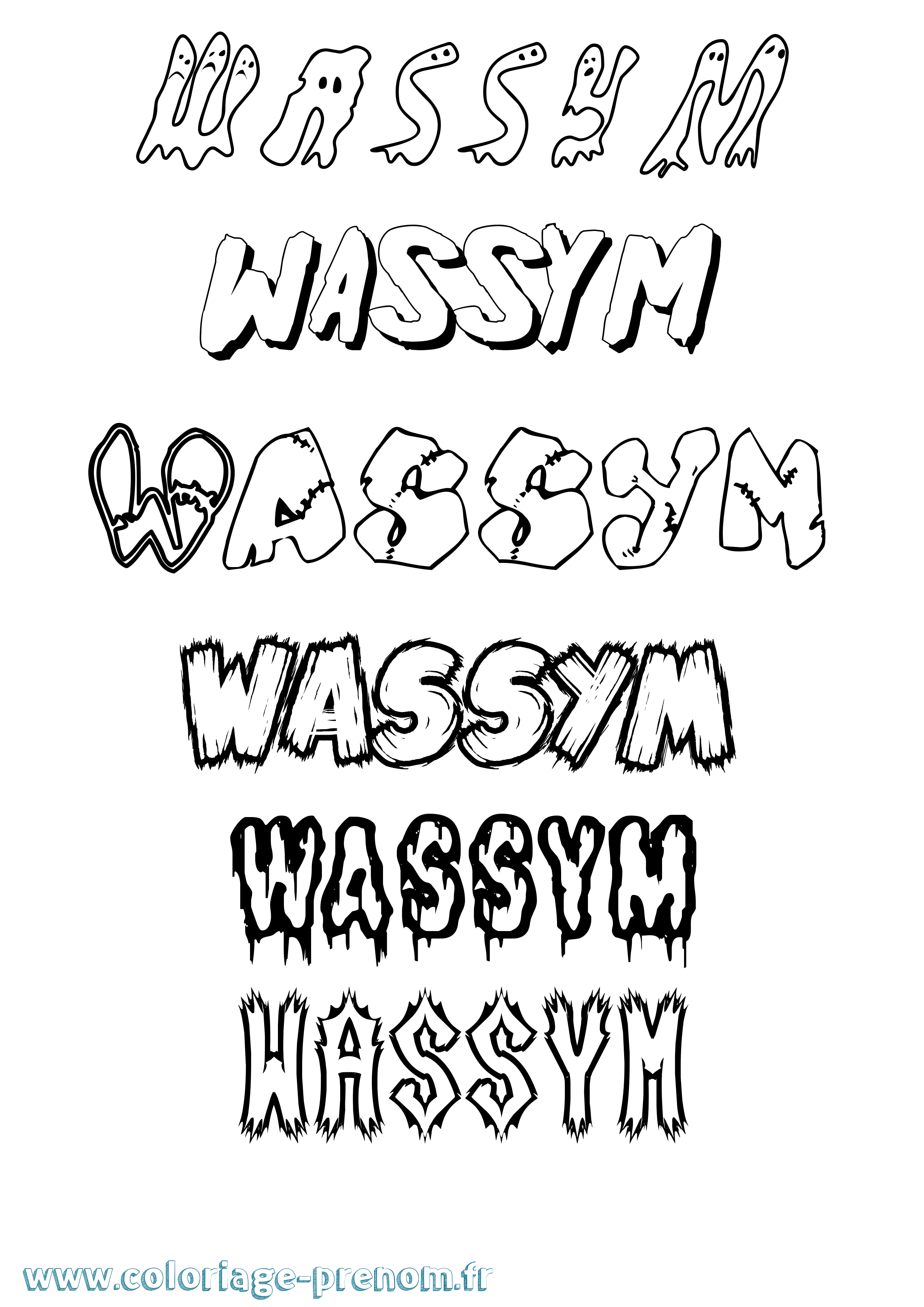 Coloriage Wassym Frisson Coloriage prénom Wassym Frisson