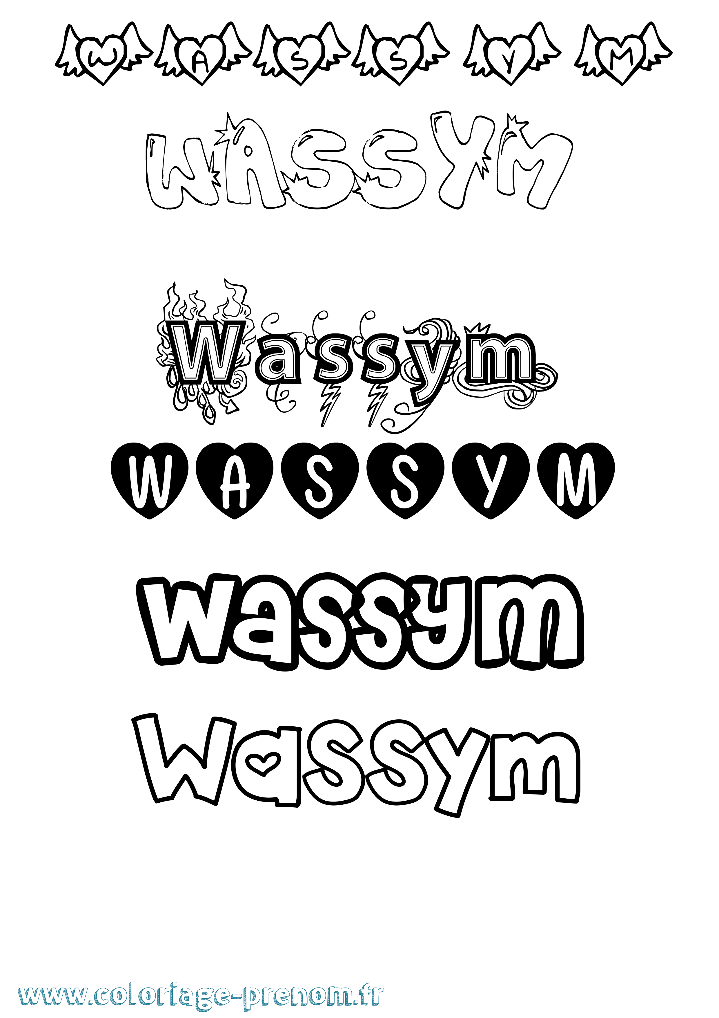 Coloriage Wassym Girly Coloriage prénom Wassym Girly