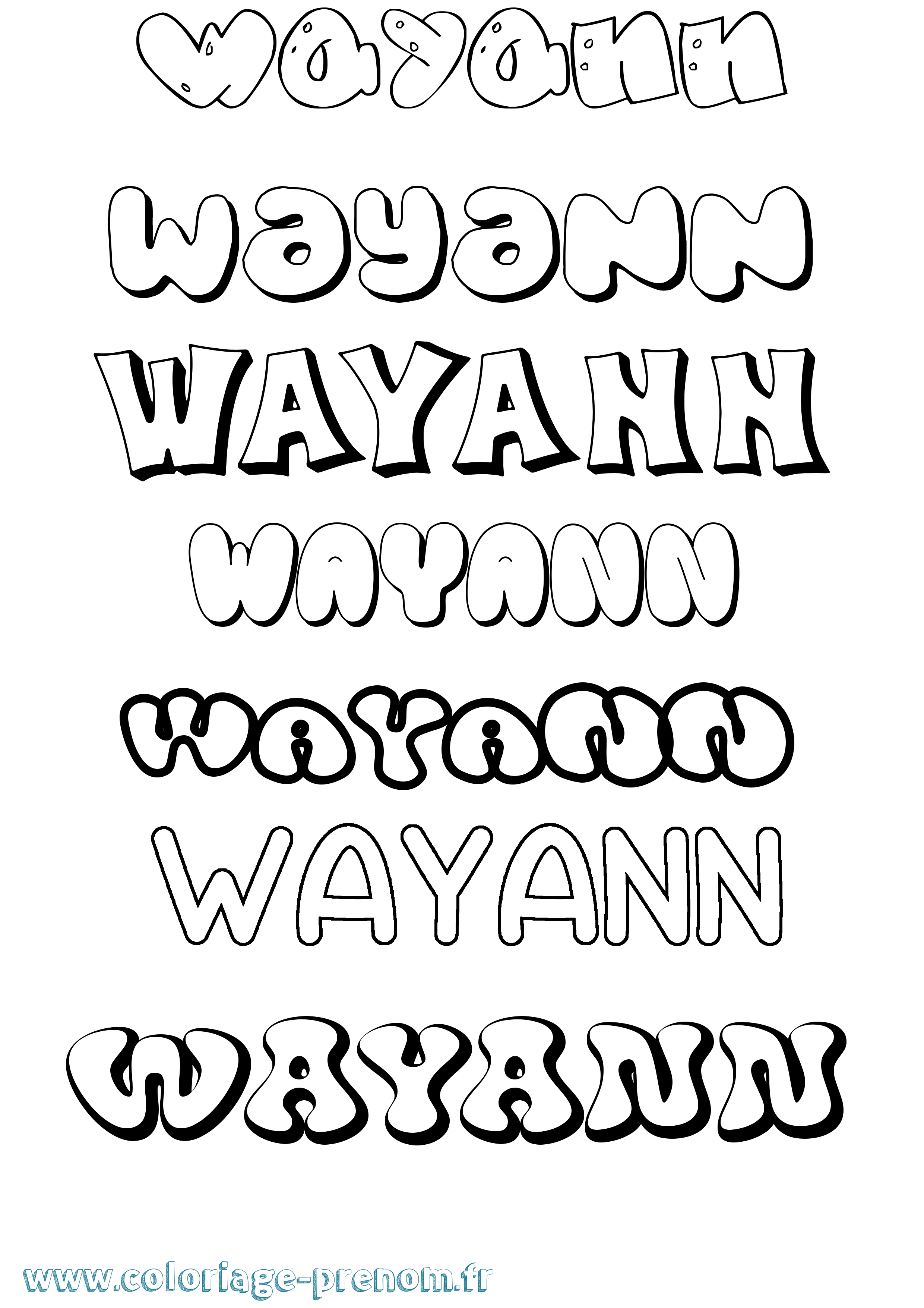 Coloriage Wayann Bubble Coloriage prénom Wayann Bubble