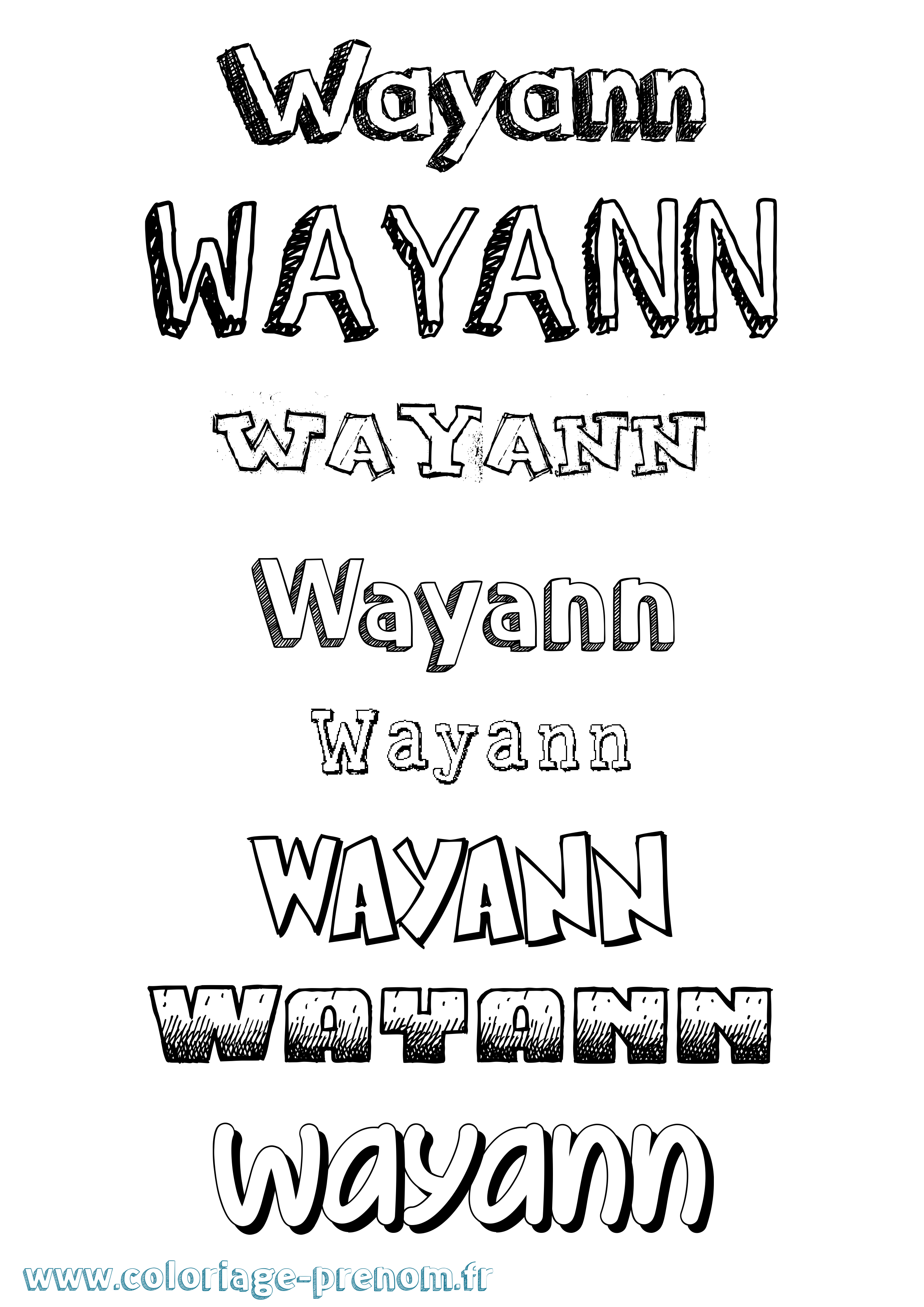 Coloriage Wayann Dessiné Coloriage prénom Wayann Dessiné