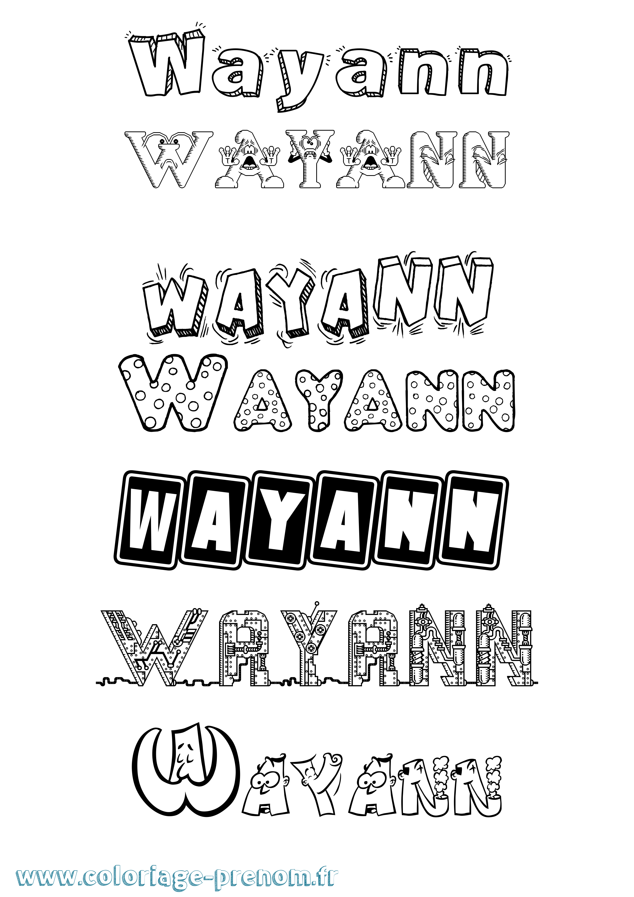 Coloriage Wayann Fun Coloriage prénom Wayann Fun