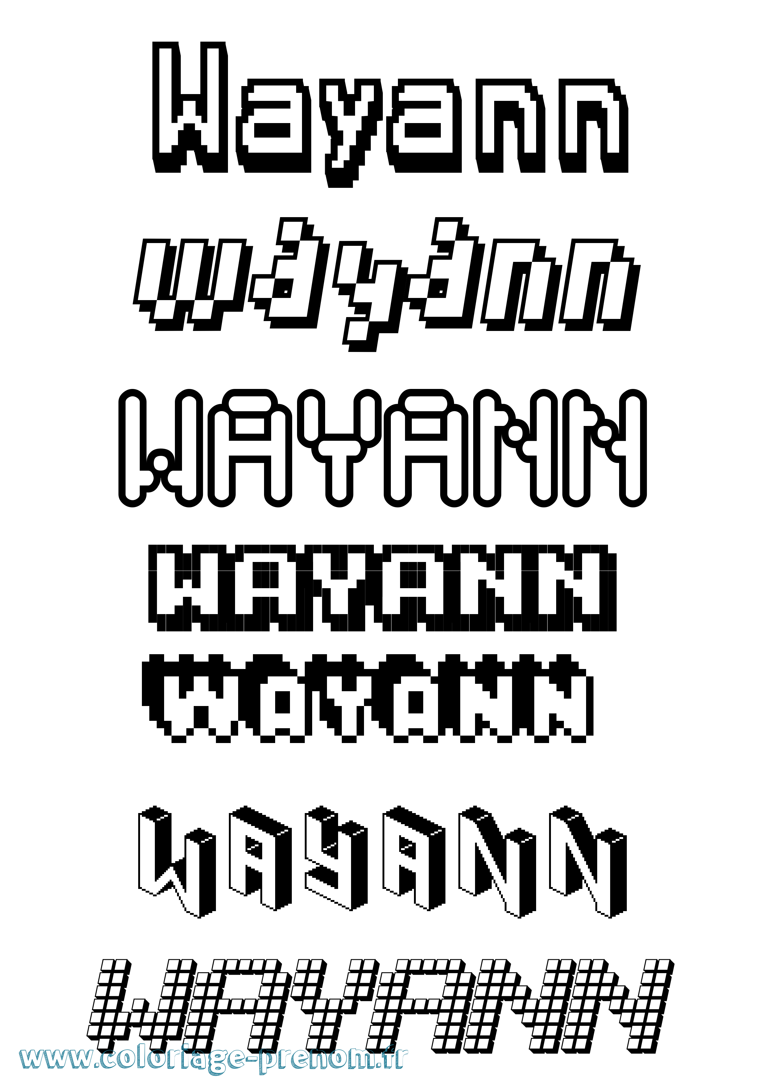 Coloriage Wayann Pixel Coloriage prénom Wayann Pixel