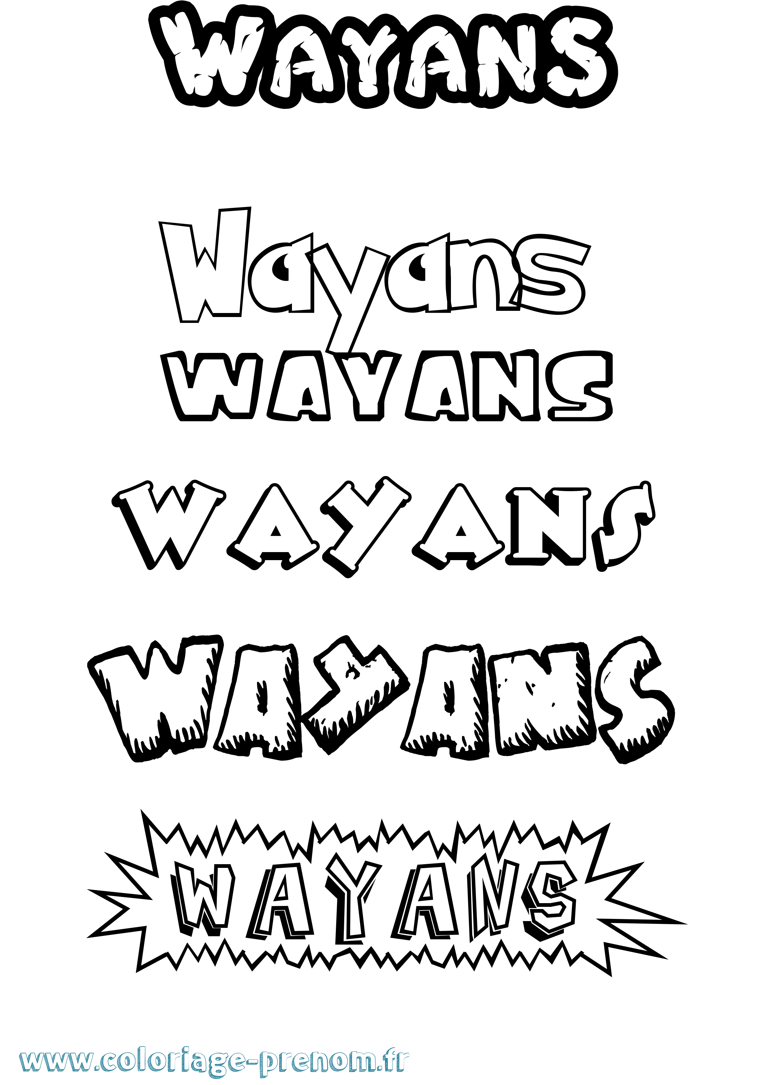 Coloriage Wayans Dessin Animé Coloriage prénom Wayans Dessin Animé