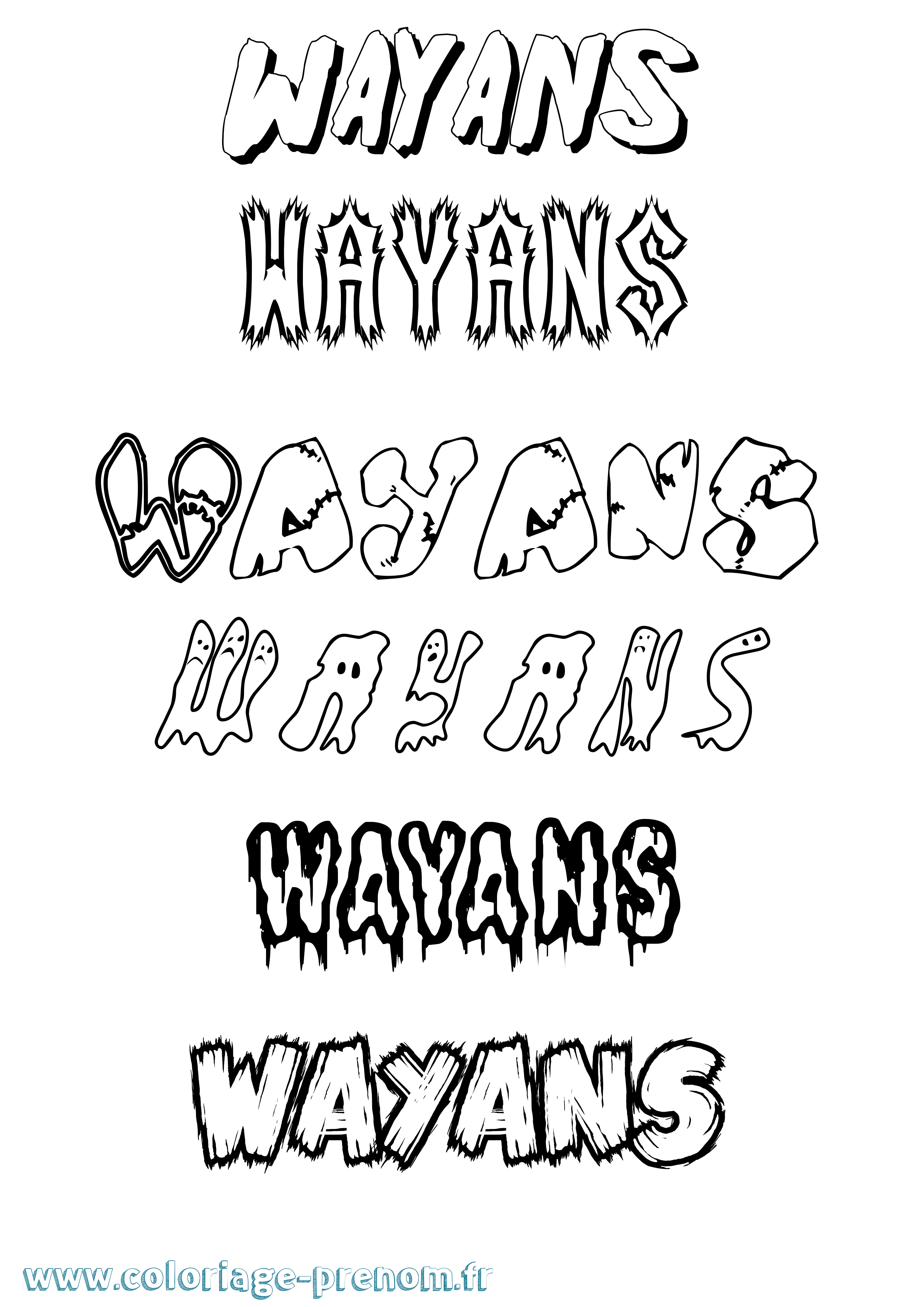 Coloriage Wayans Frisson Coloriage prénom Wayans Frisson