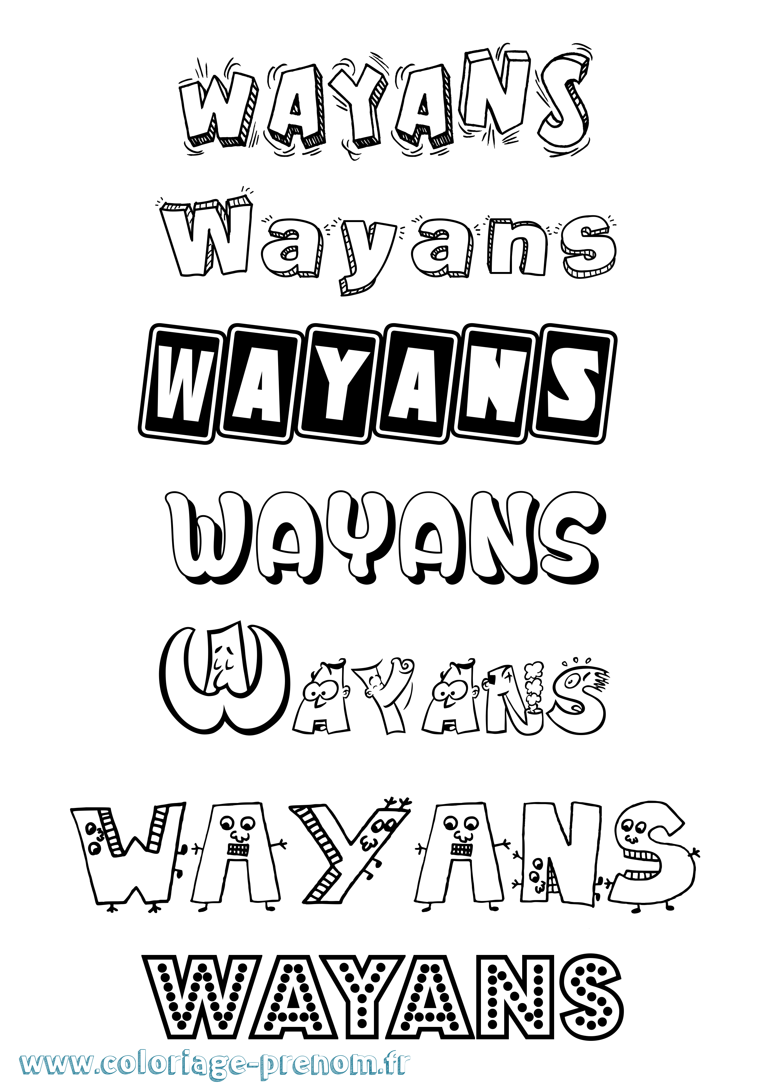 Coloriage Wayans Fun Coloriage prénom Wayans Fun