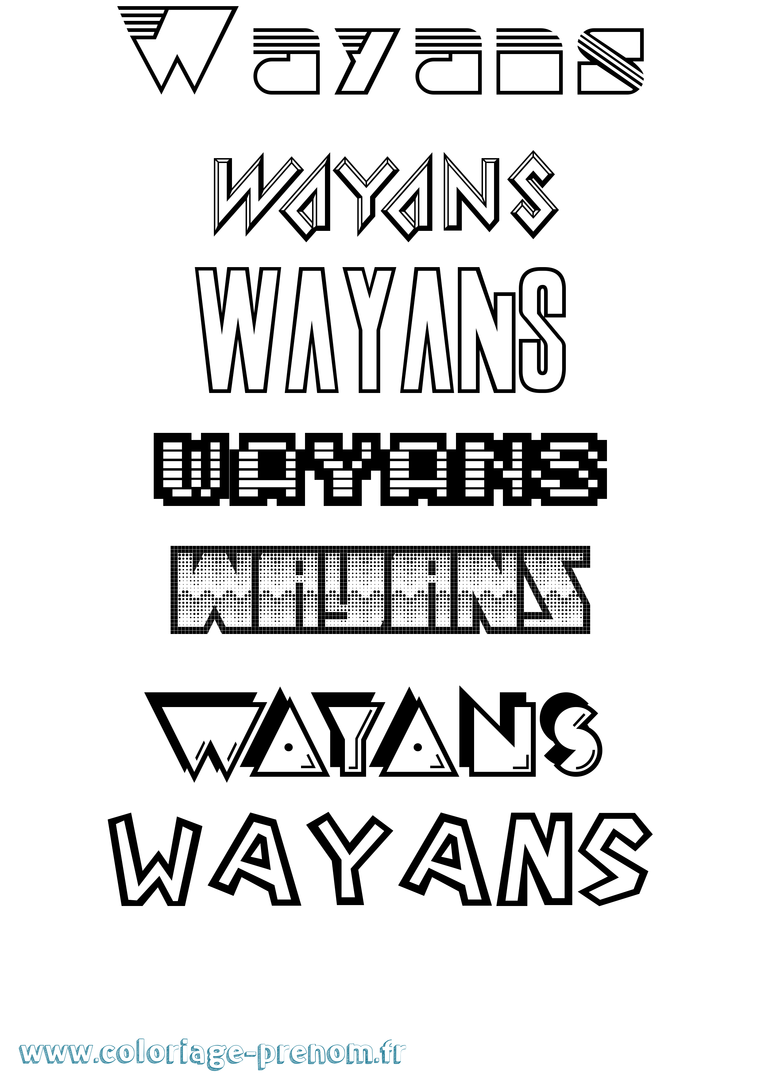 Coloriage Wayans Jeux Vidéos Coloriage prénom Wayans Jeux Vidéos