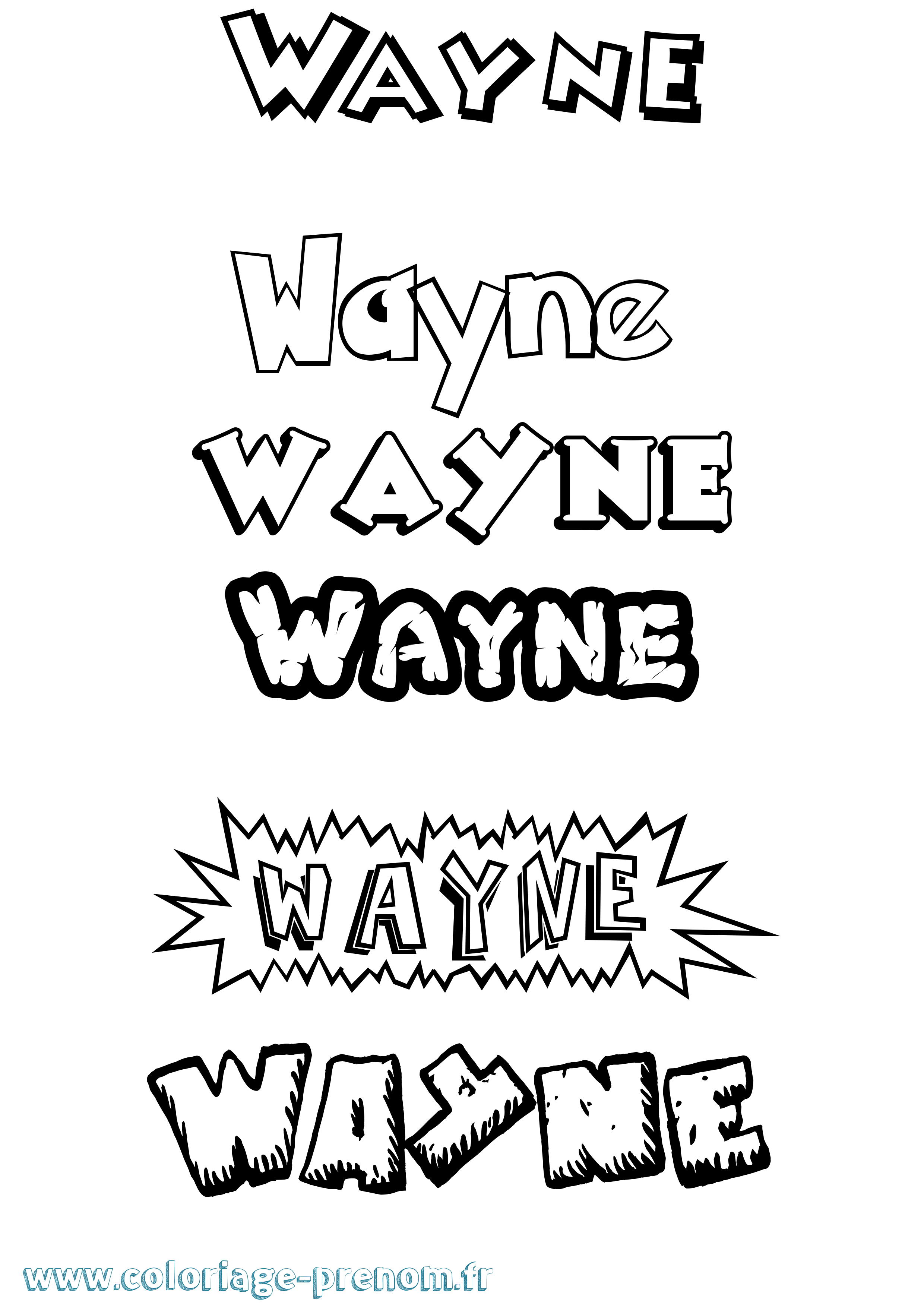 Coloriage Wayne Dessin Animé Coloriage prénom Wayne Dessin Animé