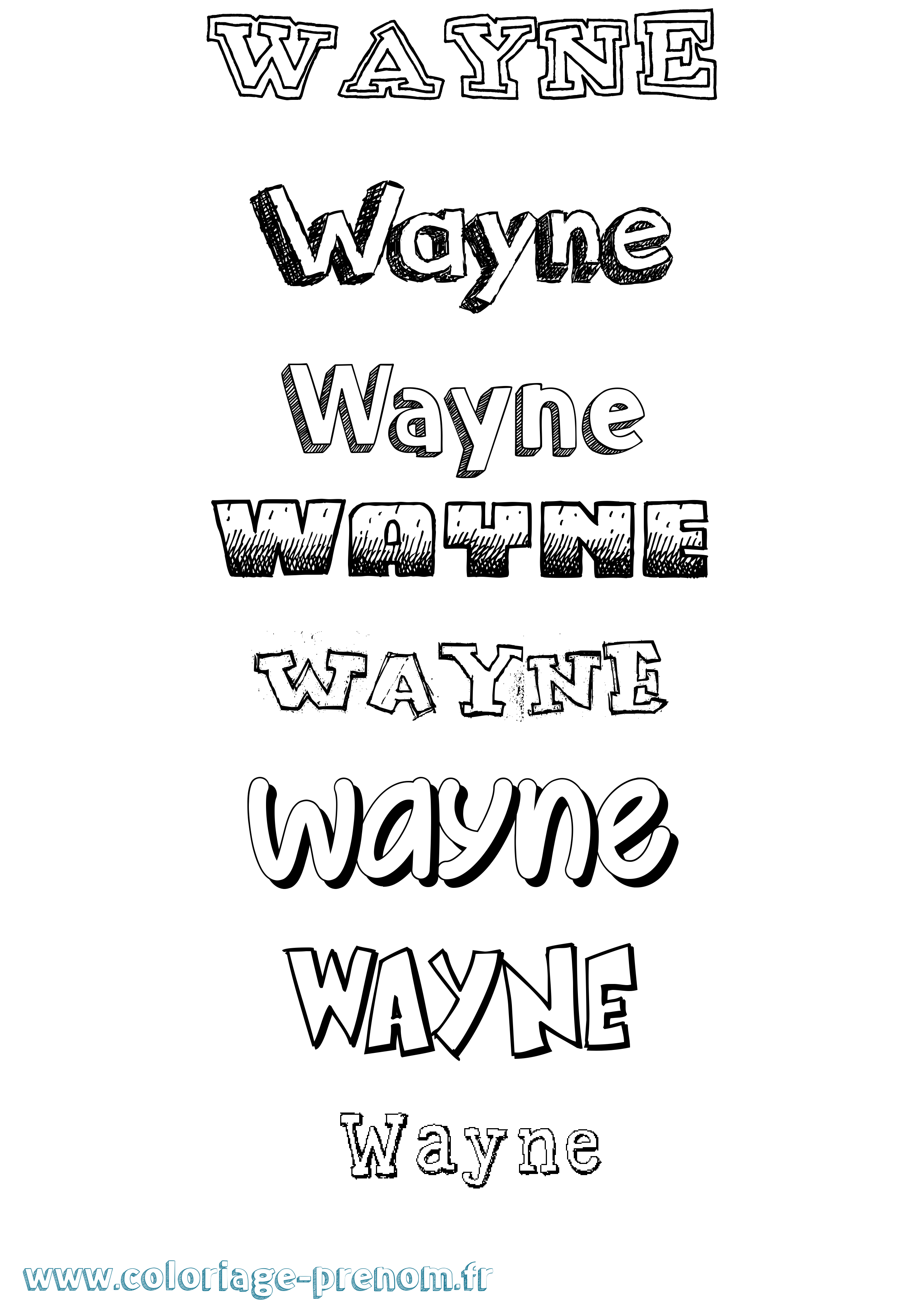 Coloriage Wayne Dessiné Coloriage prénom Wayne Dessiné