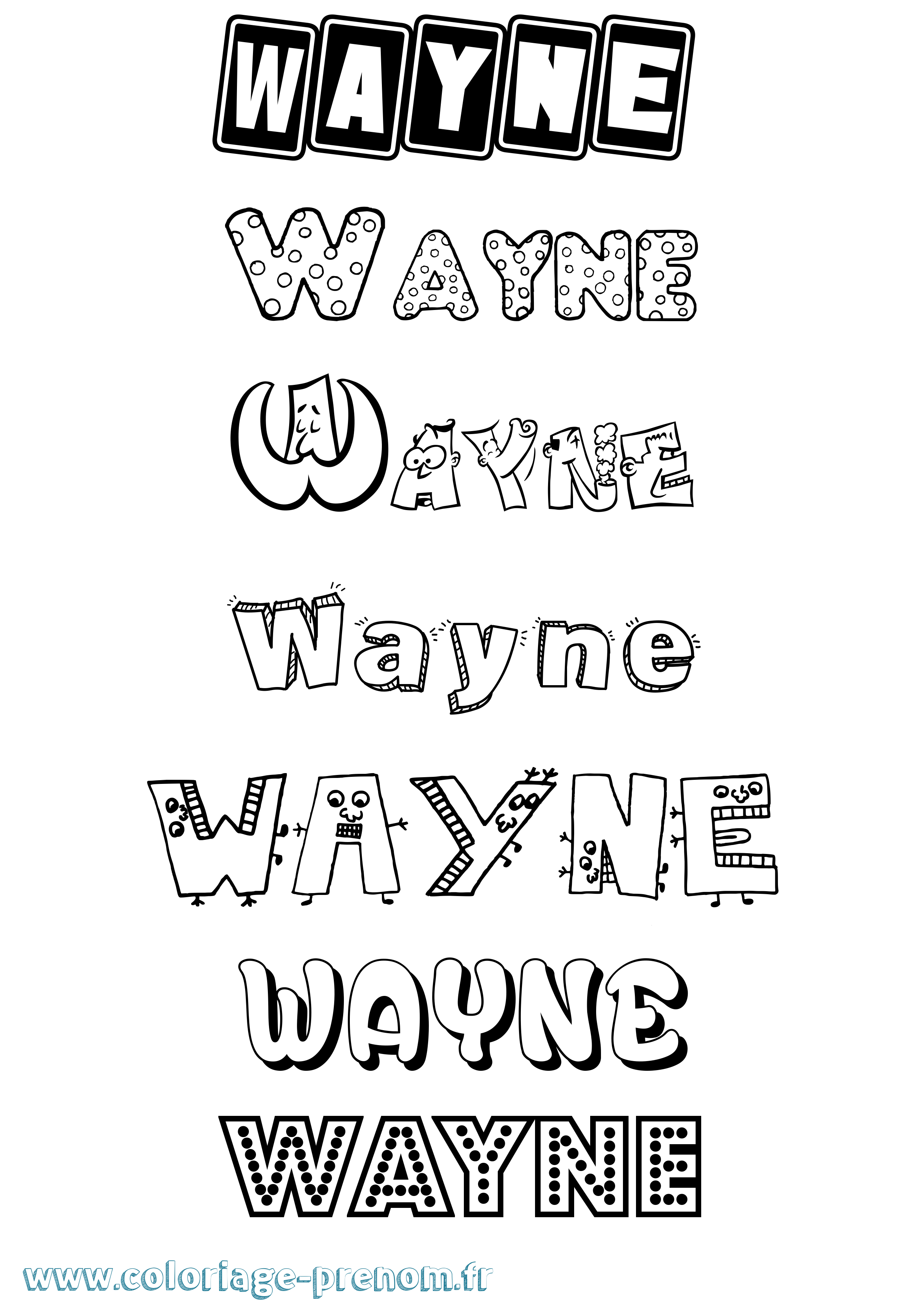 Coloriage Wayne Fun Coloriage prénom Wayne Fun
