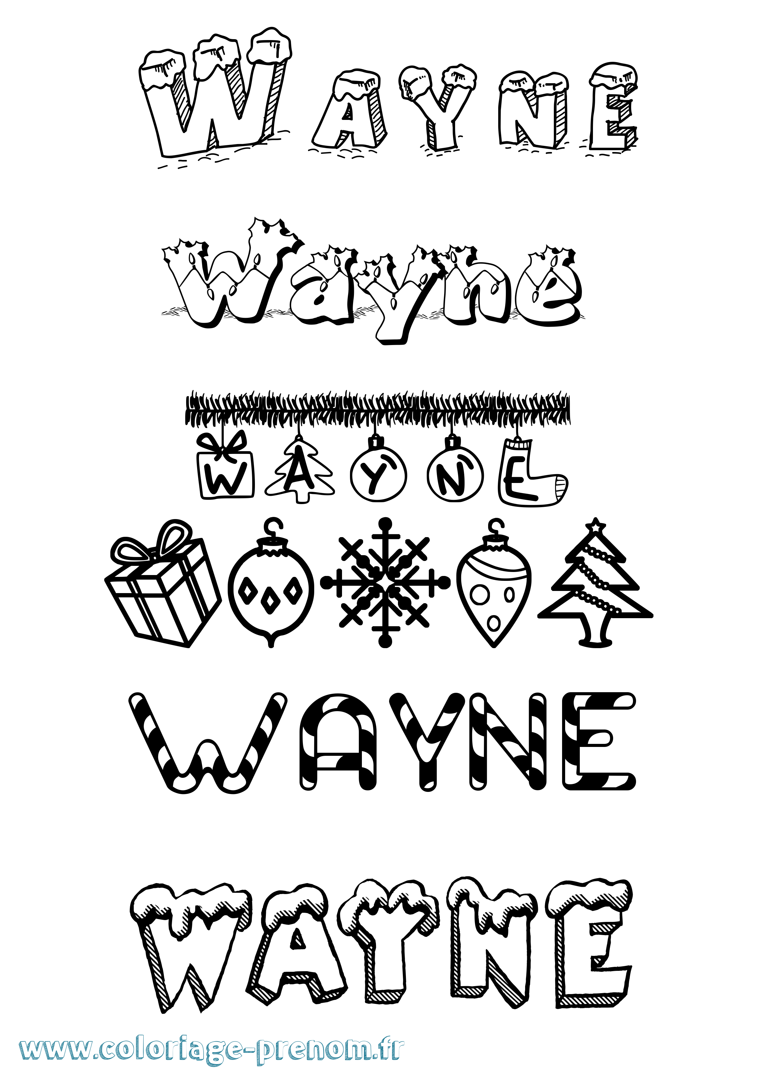 Coloriage Wayne Noël Coloriage prénom Wayne Noël