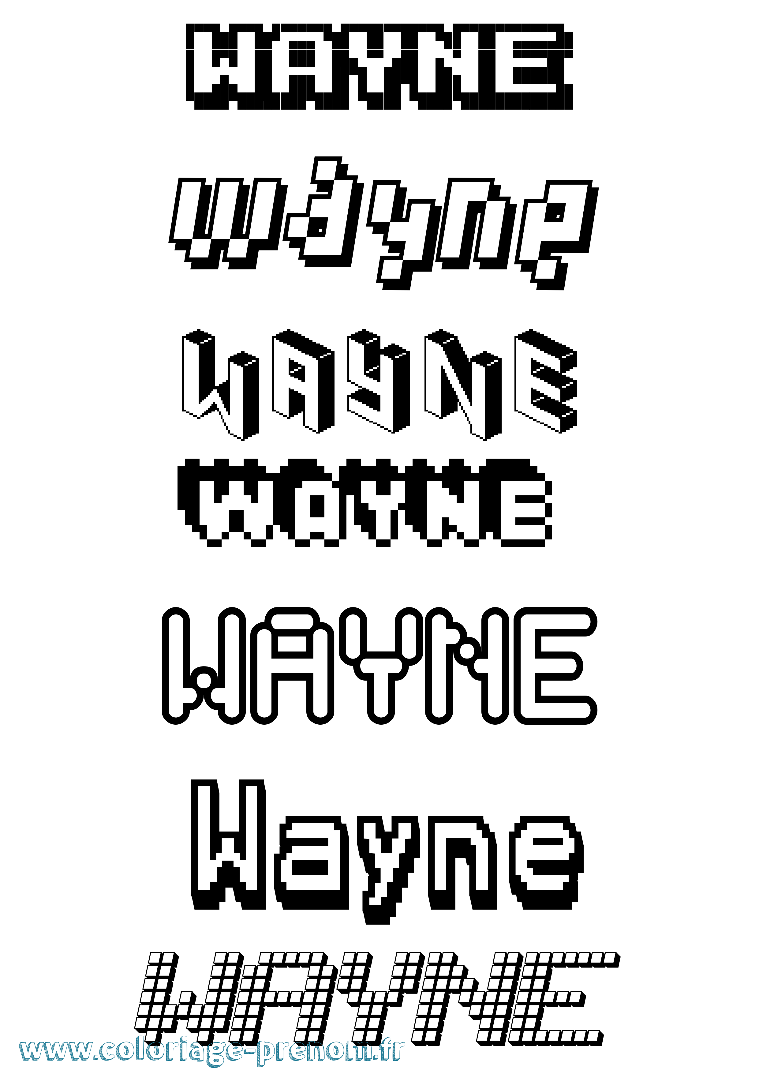 Coloriage Wayne Pixel Coloriage prénom Wayne Pixel
