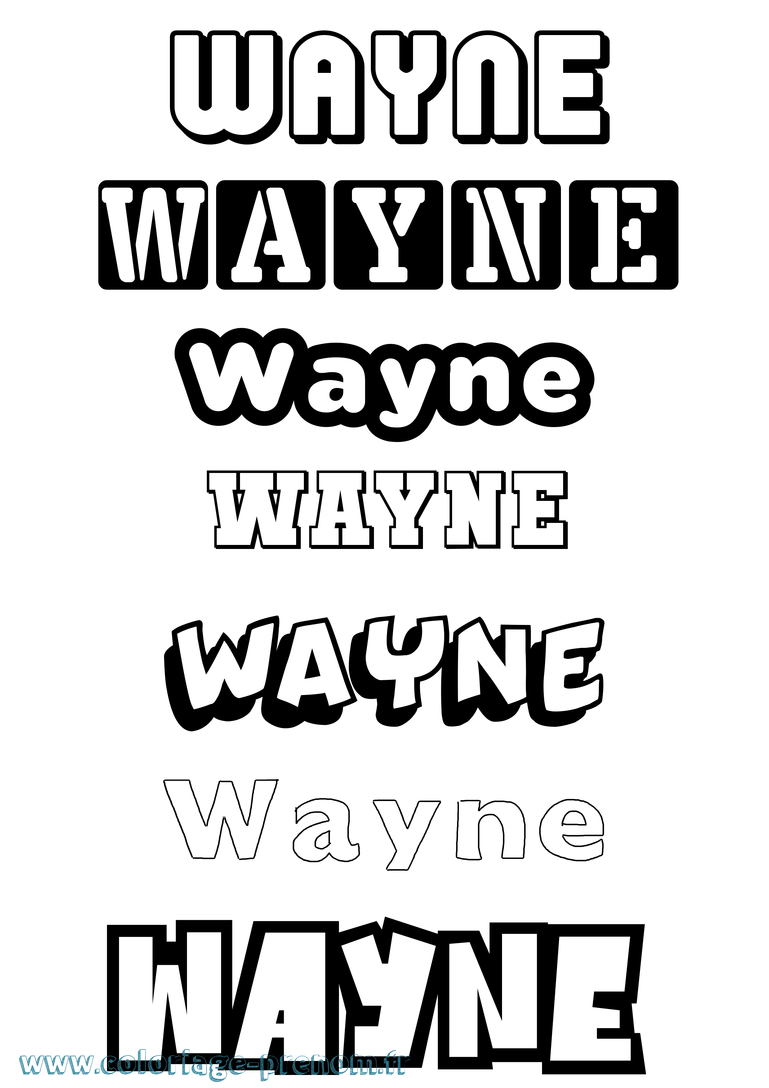 Coloriage Wayne Simple Coloriage prénom Wayne Simple
