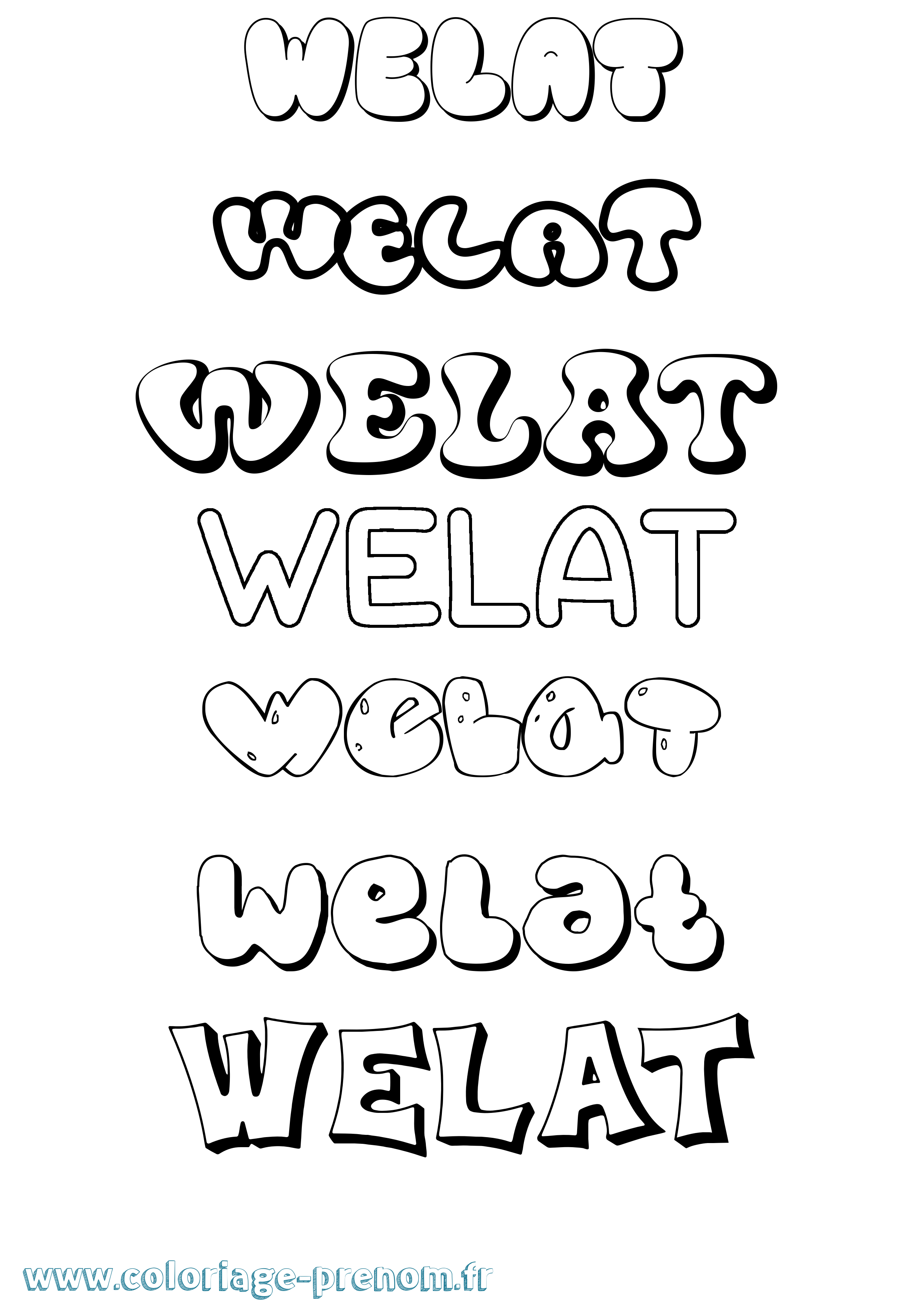 Coloriage Welat Bubble Coloriage prénom Welat Bubble