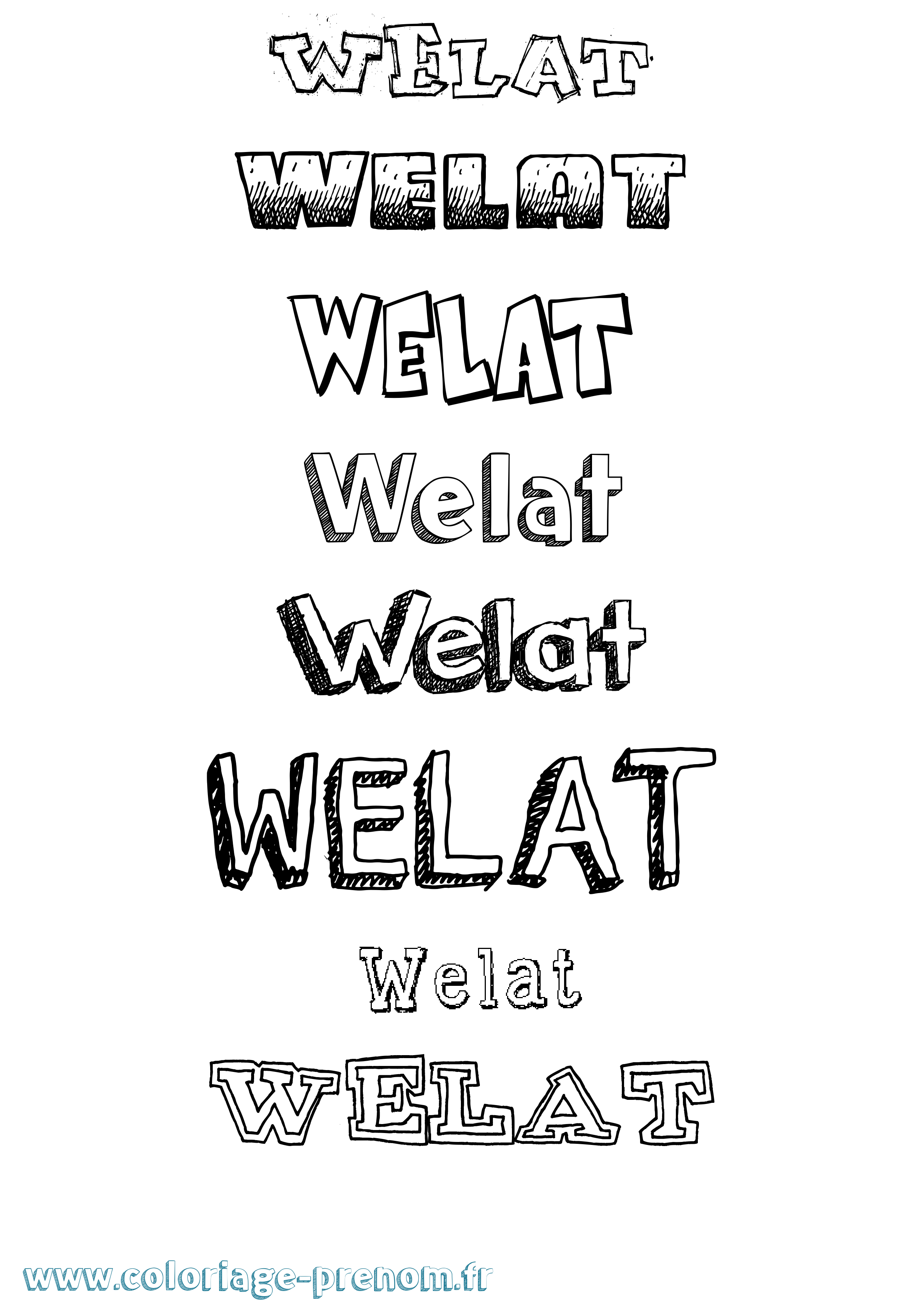 Coloriage Welat Dessiné Coloriage prénom Welat Dessiné