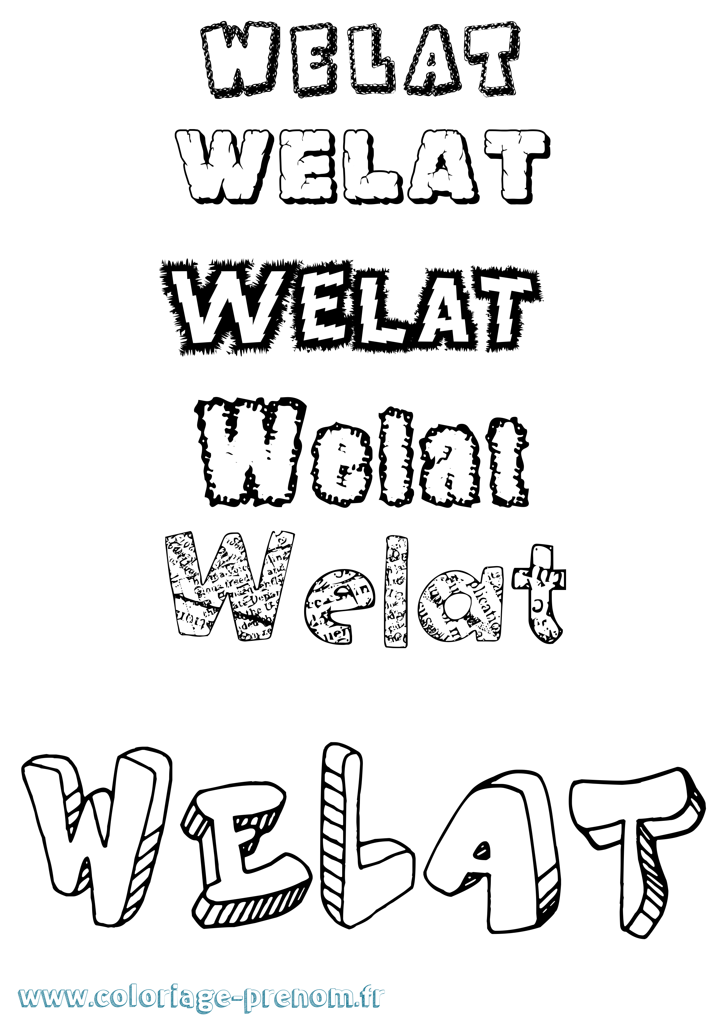 Coloriage Welat Destructuré Coloriage prénom Welat Destructuré