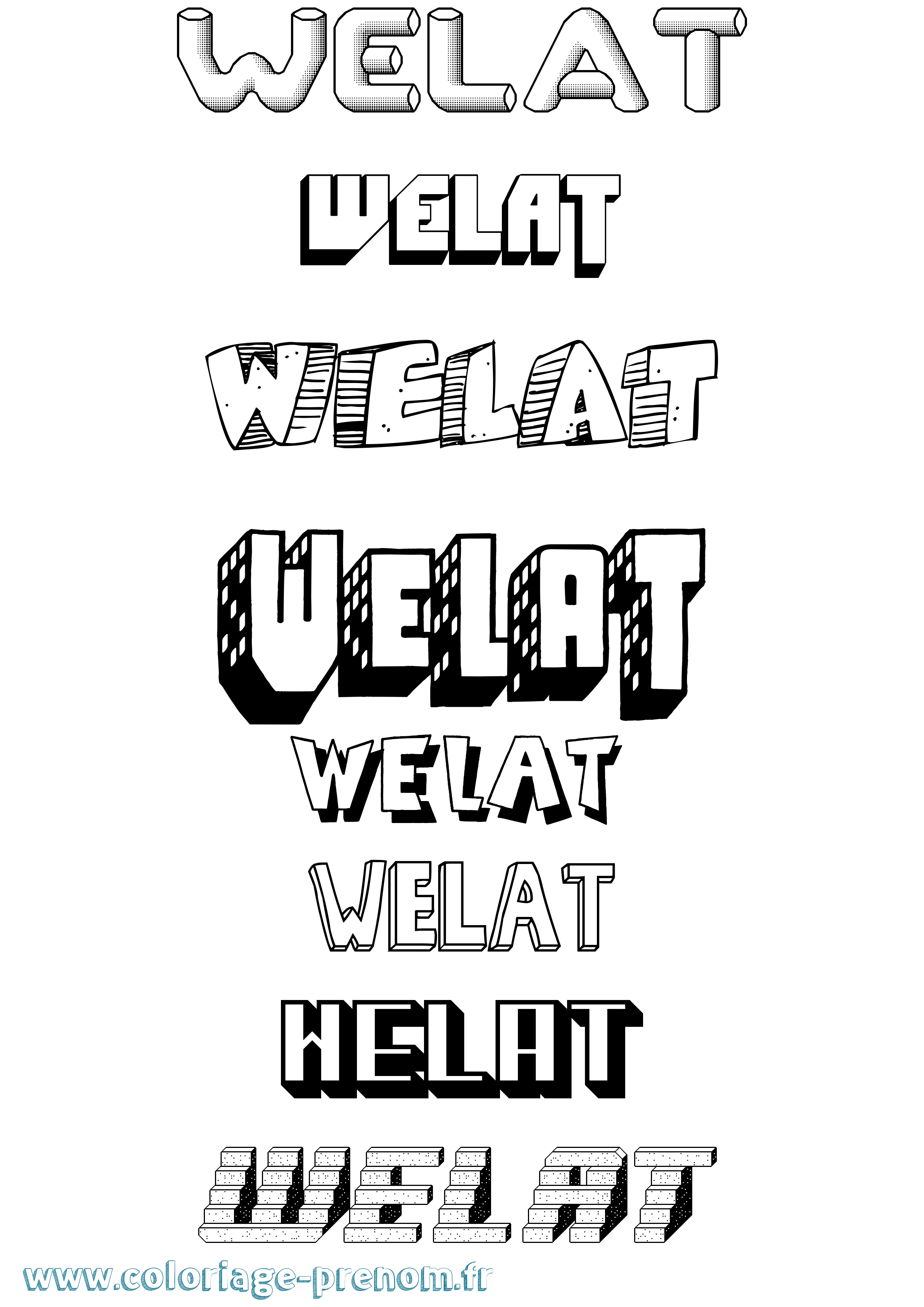 Coloriage Welat Effet 3D Coloriage prénom Welat Effet 3D