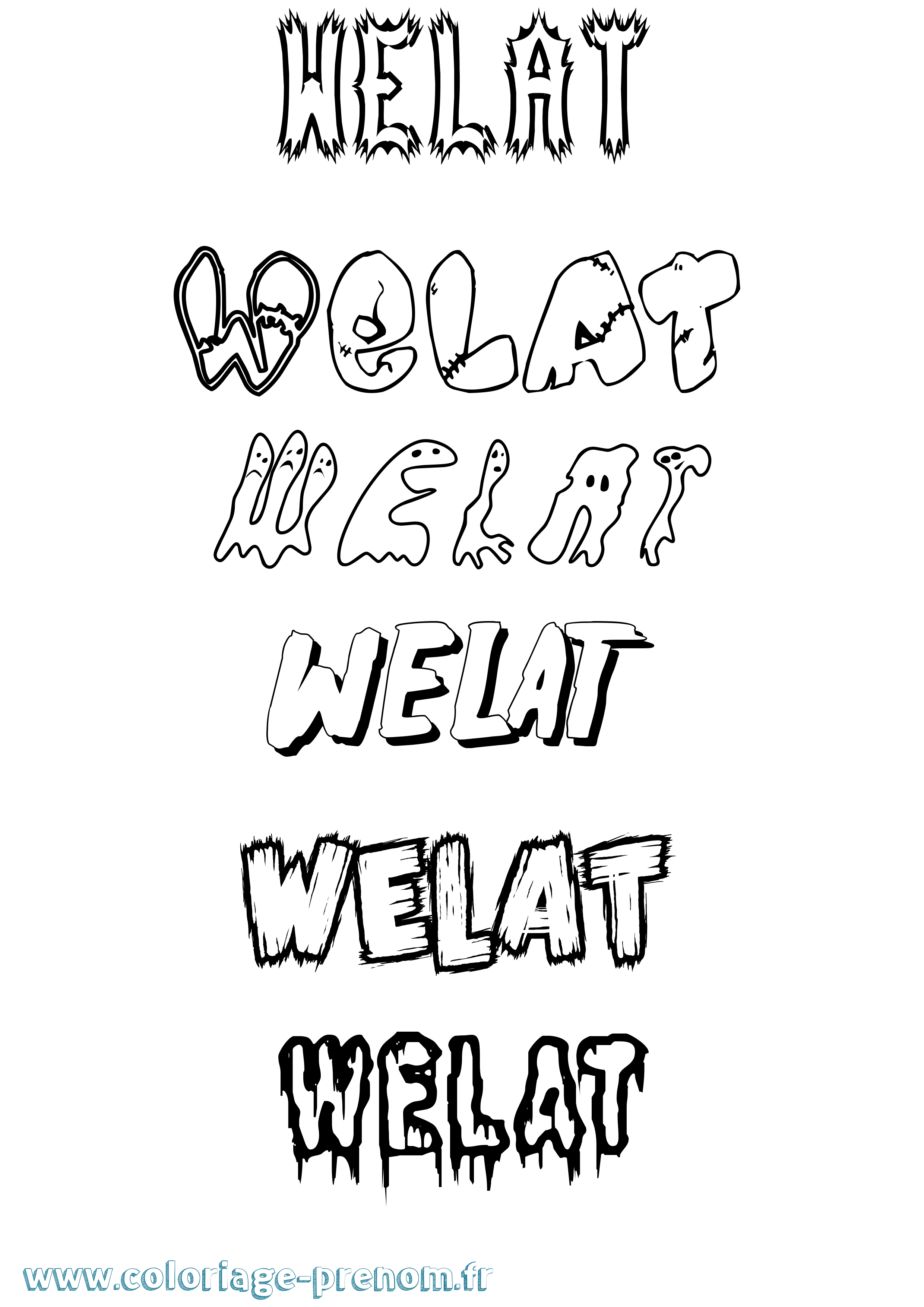 Coloriage Welat Frisson Coloriage prénom Welat Frisson