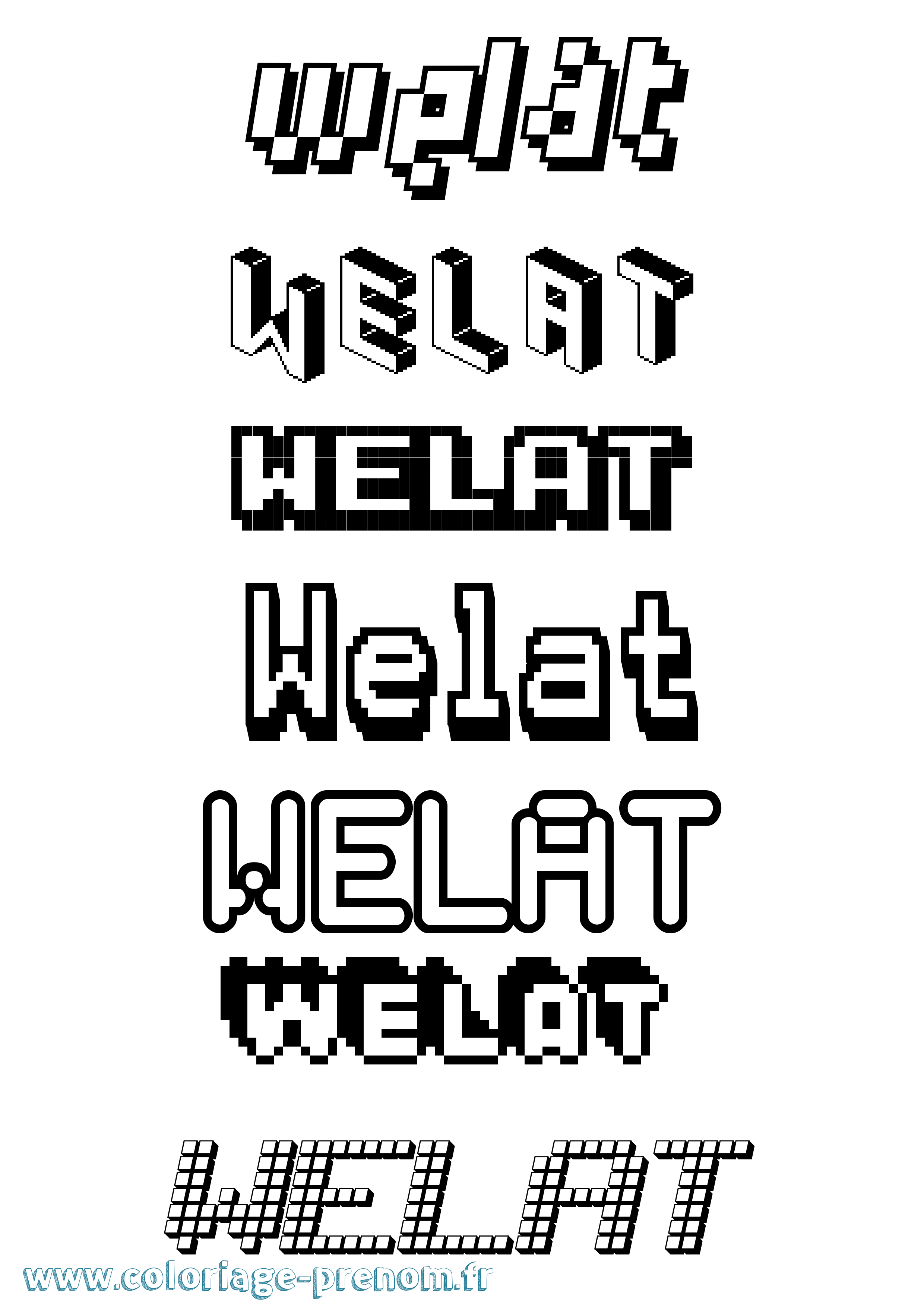 Coloriage Welat Pixel Coloriage prénom Welat Pixel