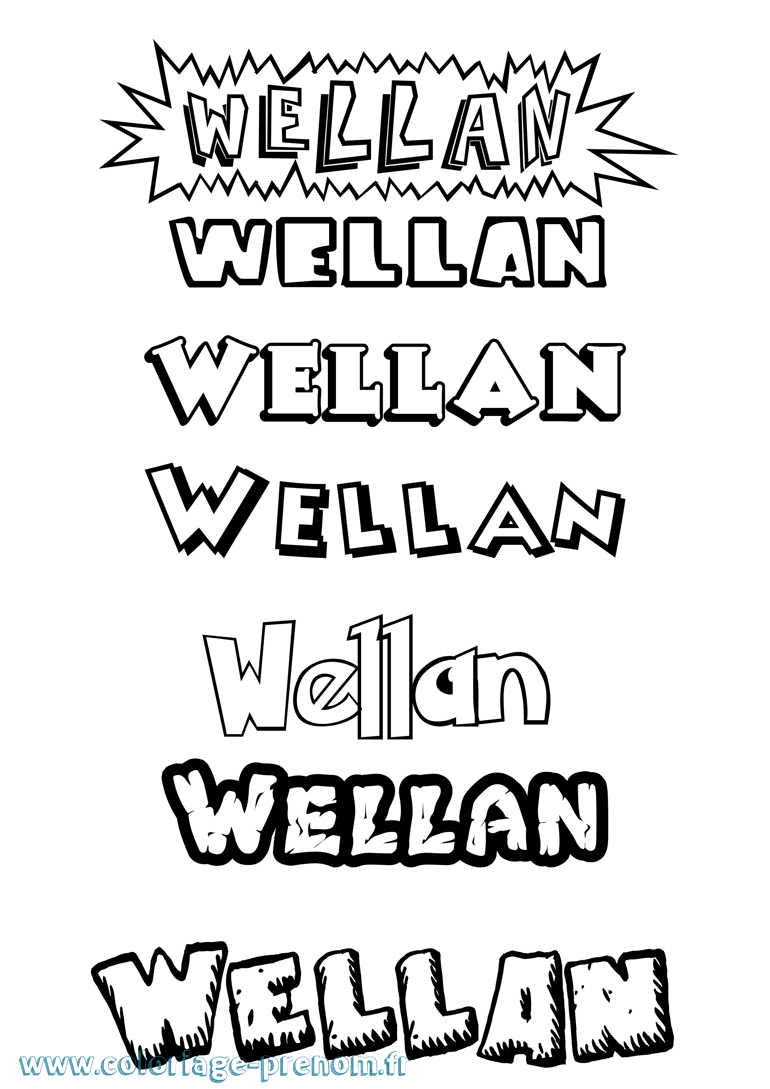 Coloriage Wellan Dessin Animé Coloriage prénom Wellan Dessin Animé