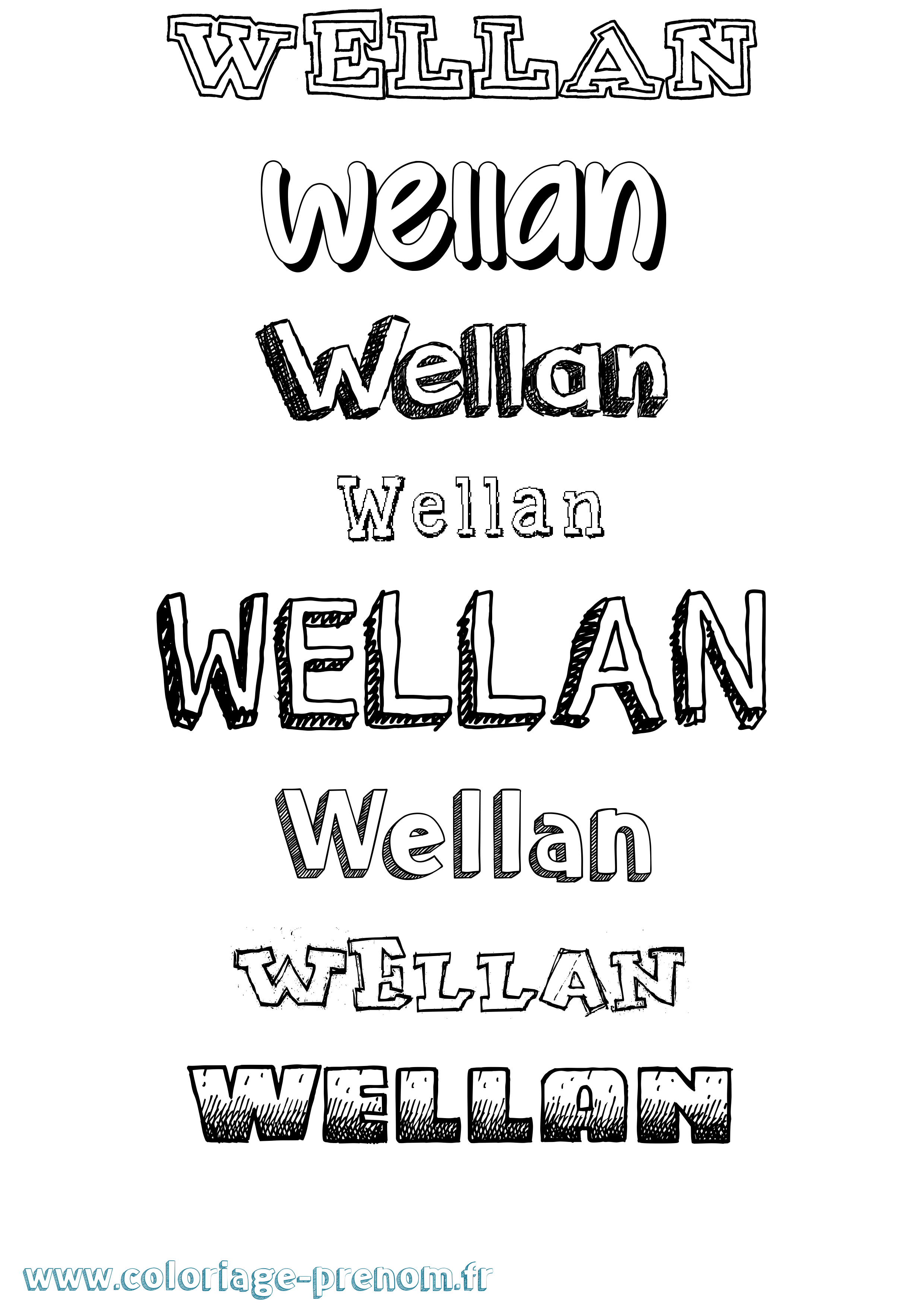 Coloriage Wellan Dessiné Coloriage prénom Wellan Dessiné