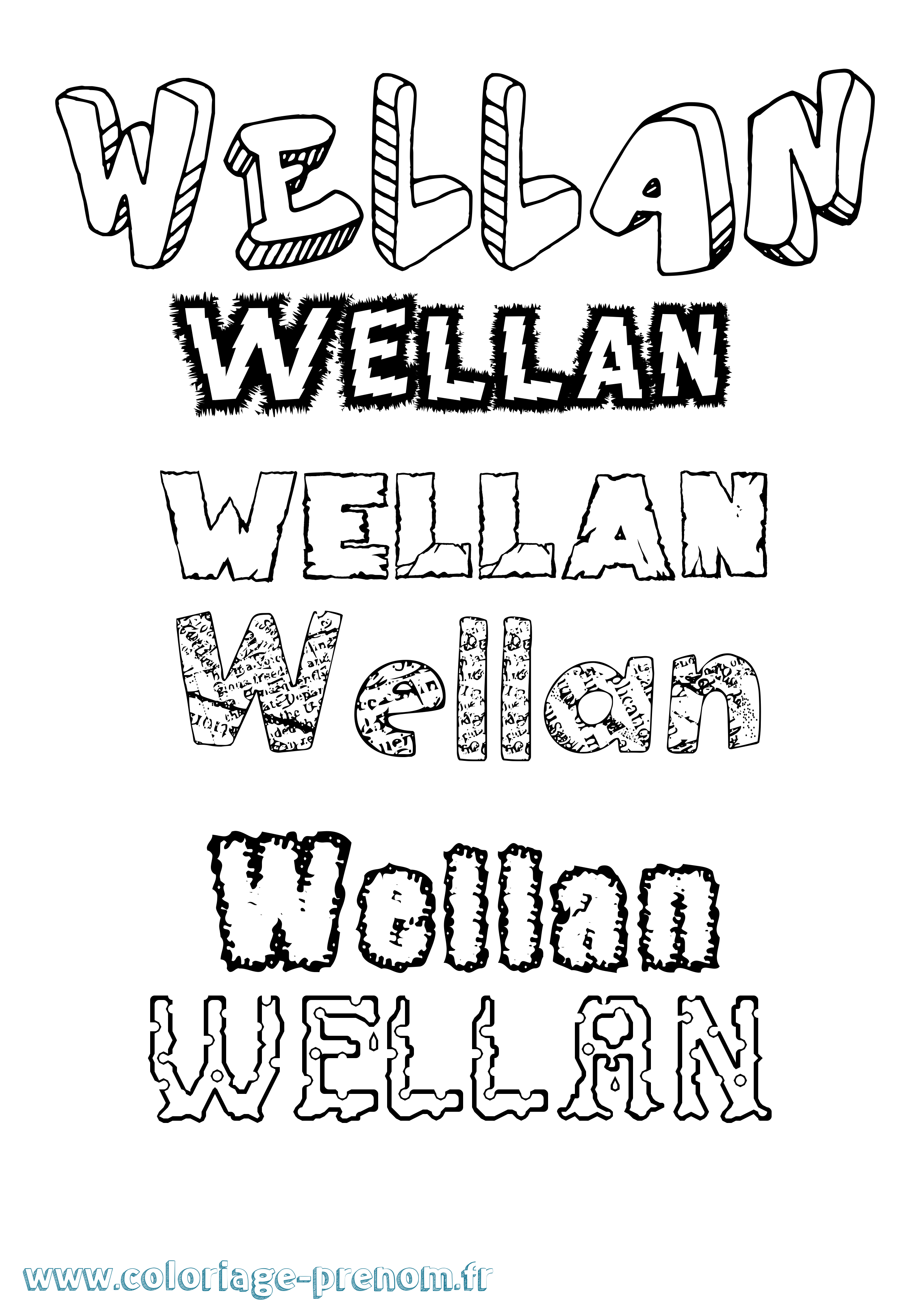 Coloriage Wellan Destructuré Coloriage prénom Wellan Destructuré
