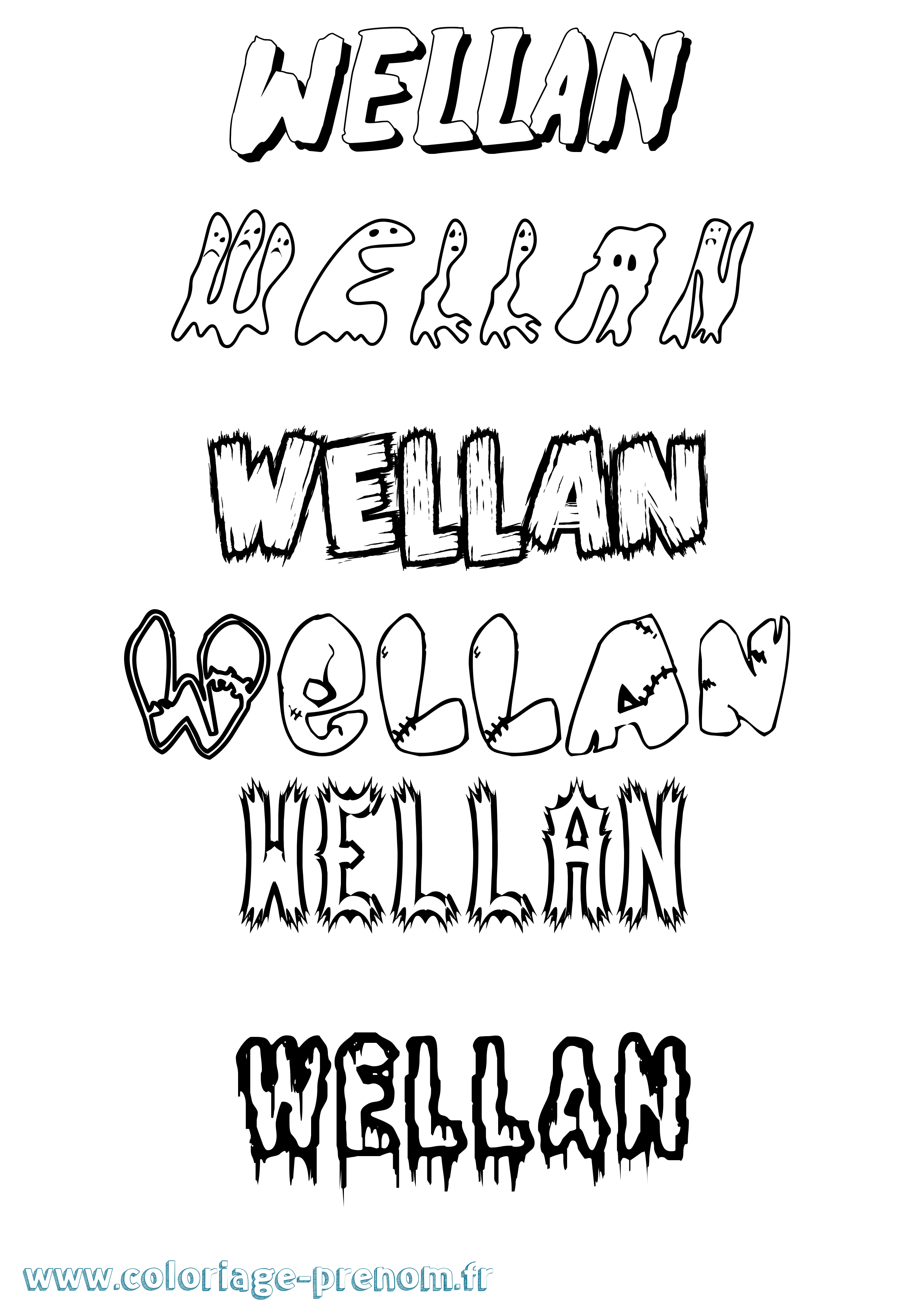 Coloriage Wellan Frisson Coloriage prénom Wellan Frisson