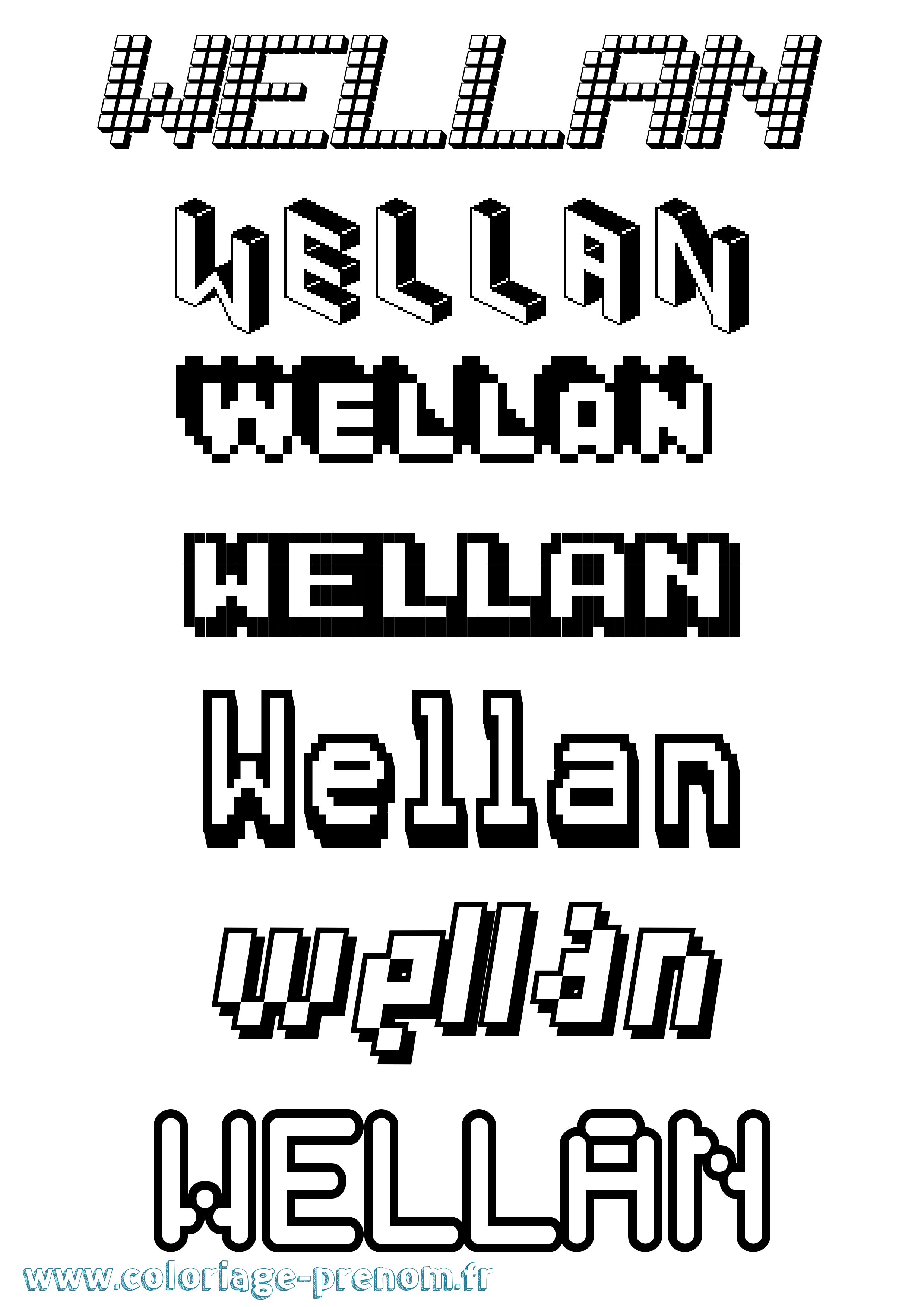 Coloriage Wellan Pixel Coloriage prénom Wellan Pixel