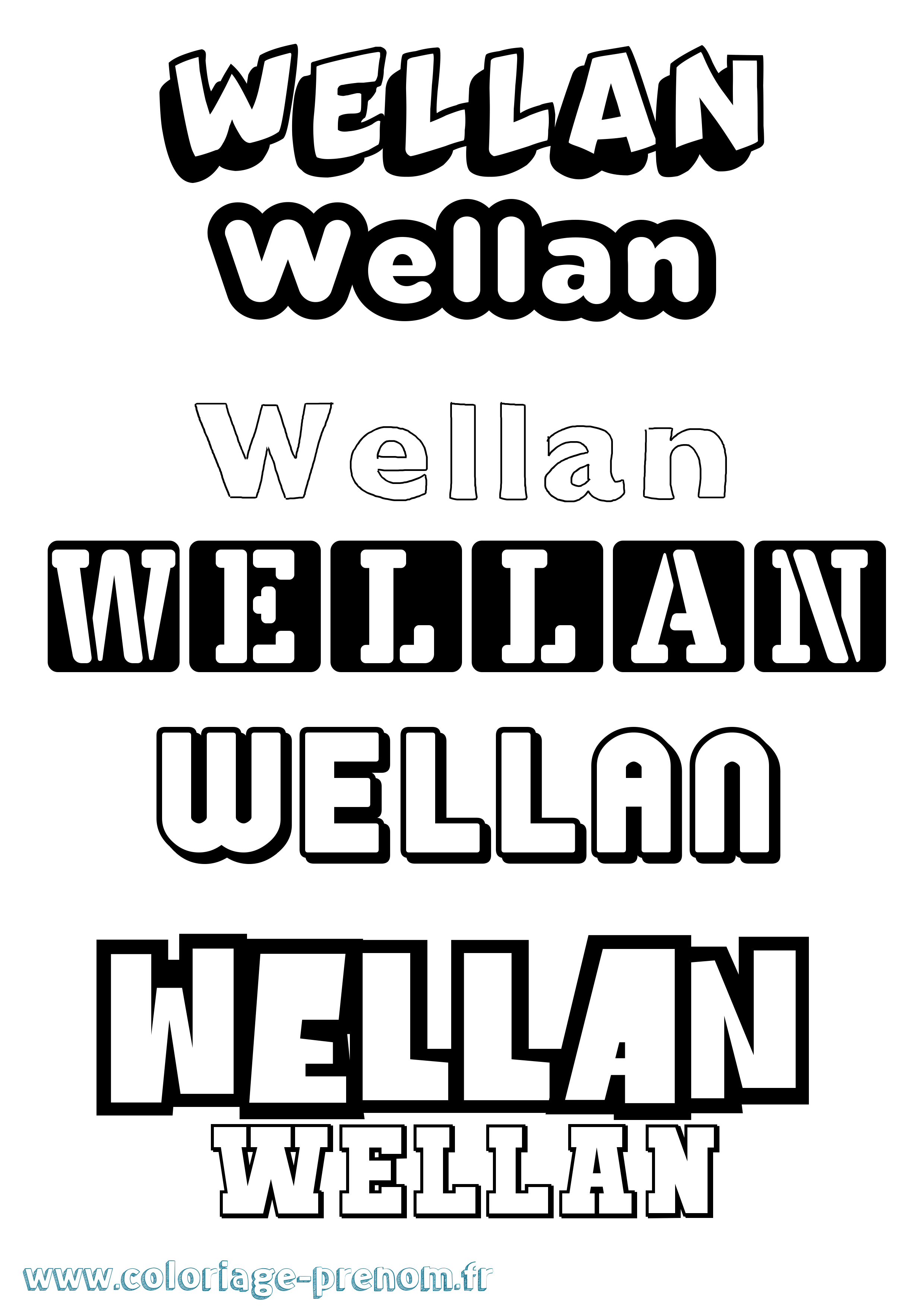 Coloriage Wellan Simple Coloriage prénom Wellan Simple