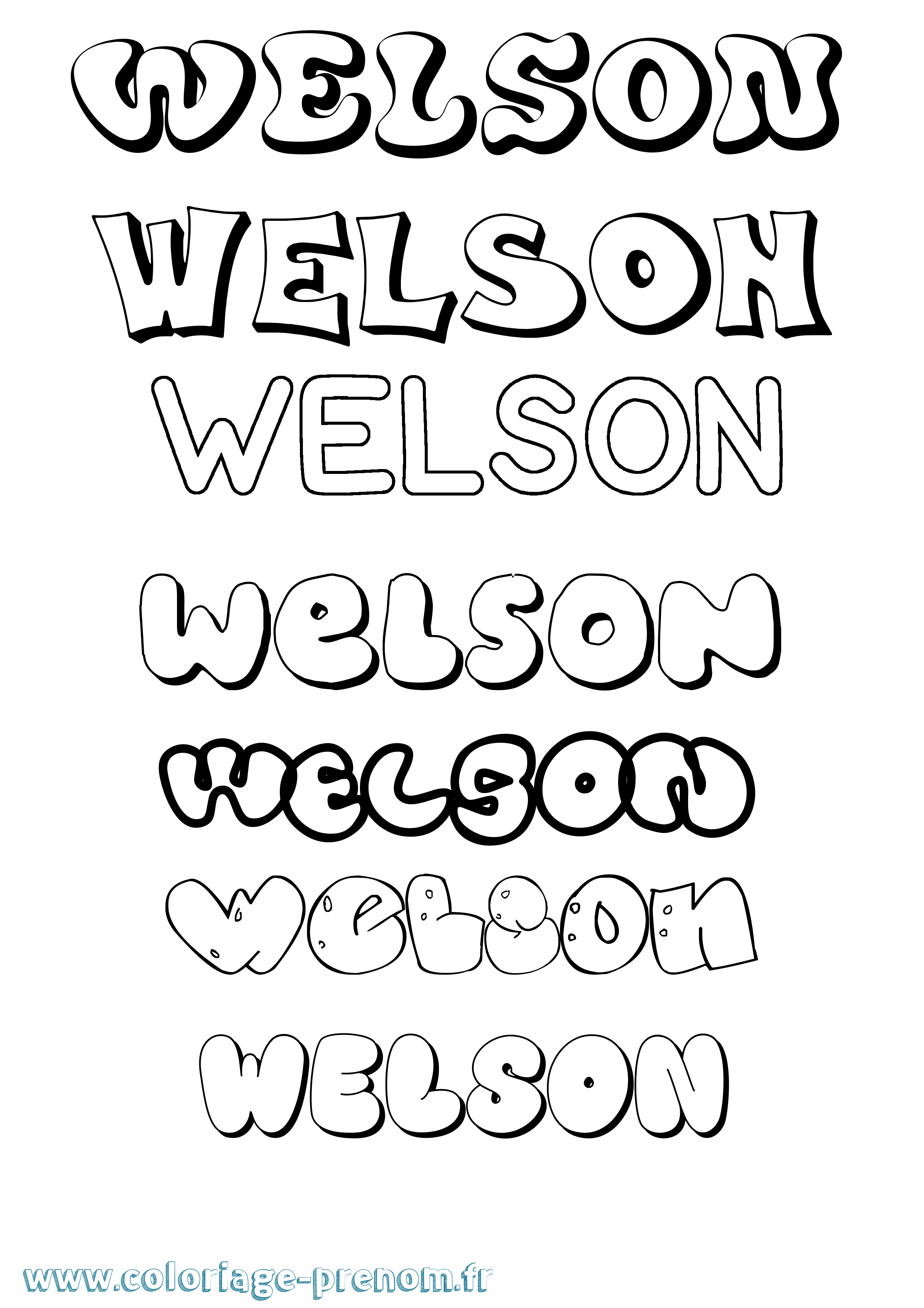 Coloriage Welson Bubble Coloriage prénom Welson Bubble