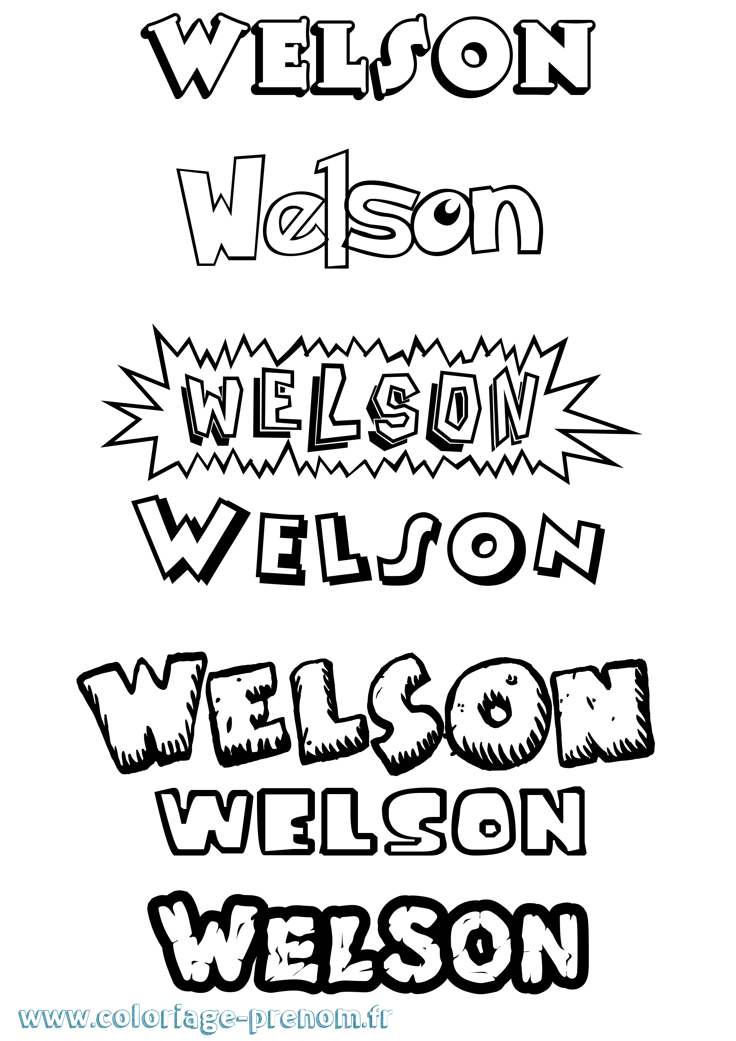 Coloriage Welson Dessin Animé Coloriage prénom Welson Dessin Animé
