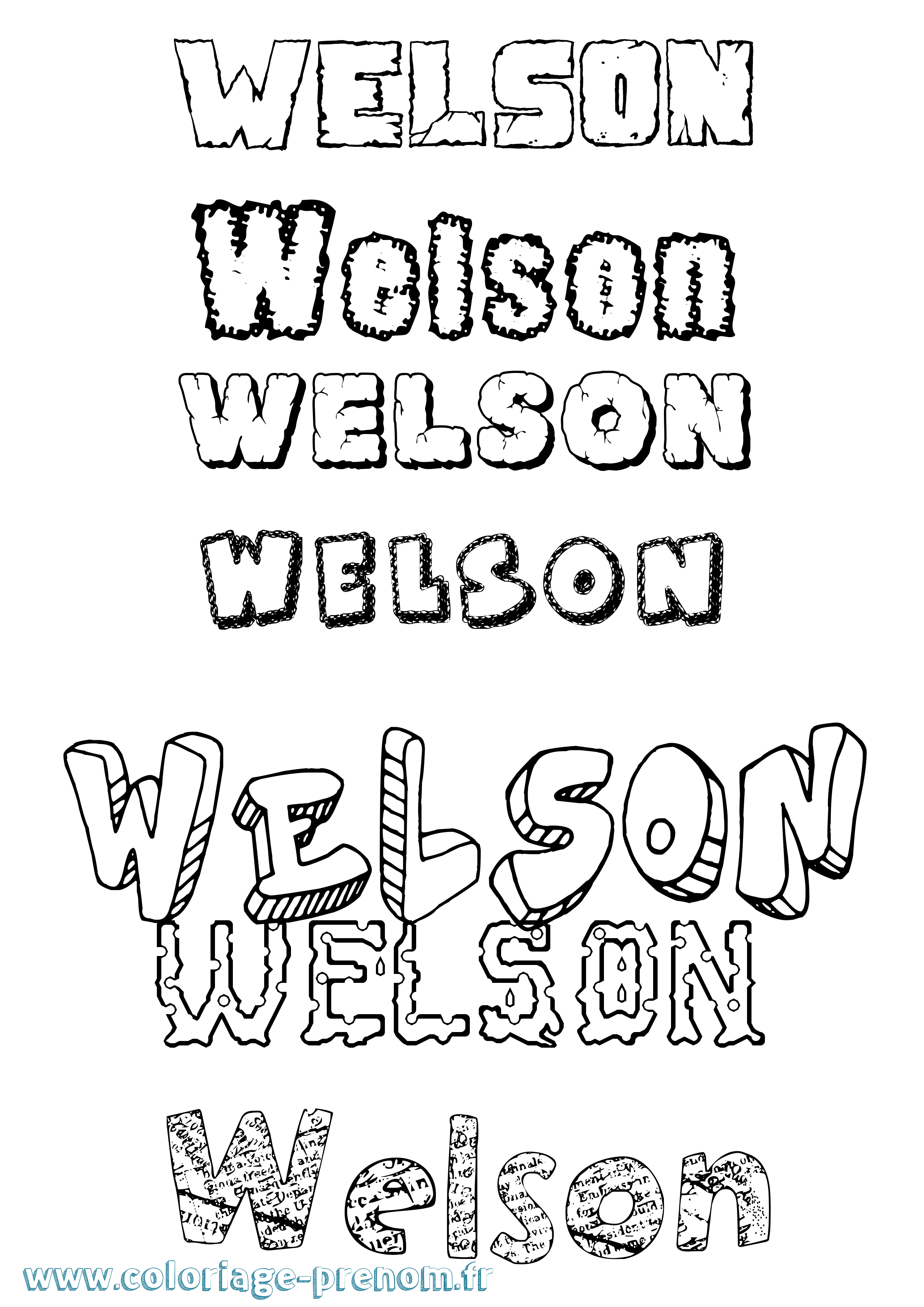 Coloriage Welson Destructuré Coloriage prénom Welson Destructuré