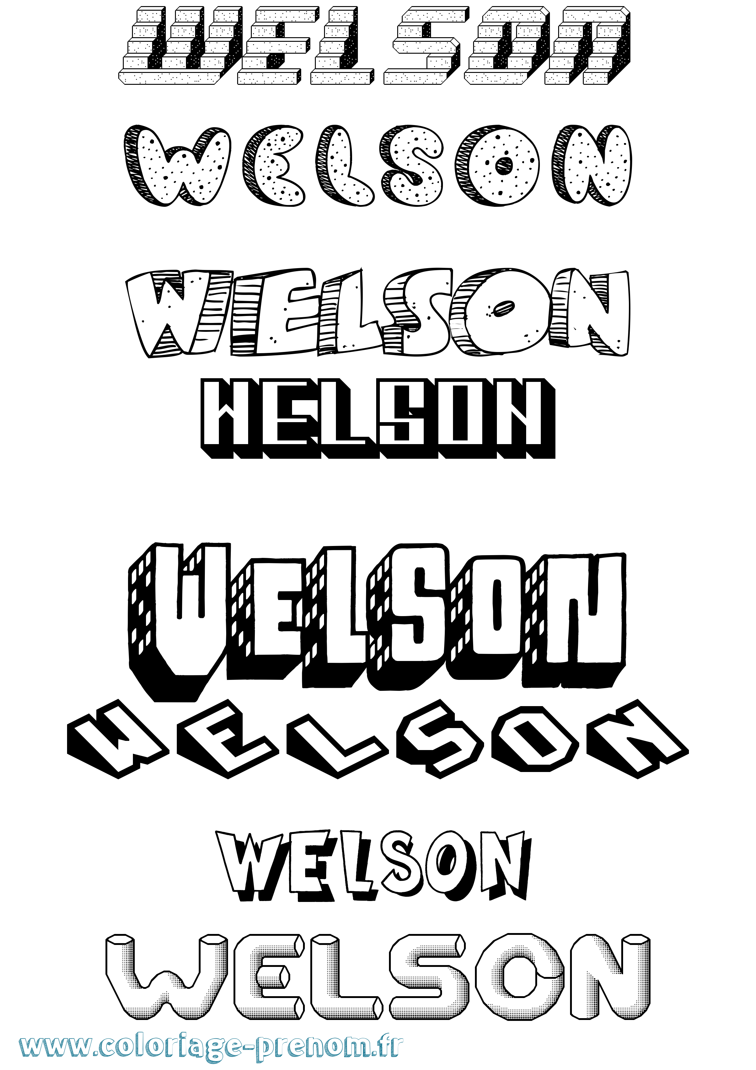 Coloriage Welson Effet 3D Coloriage prénom Welson Effet 3D