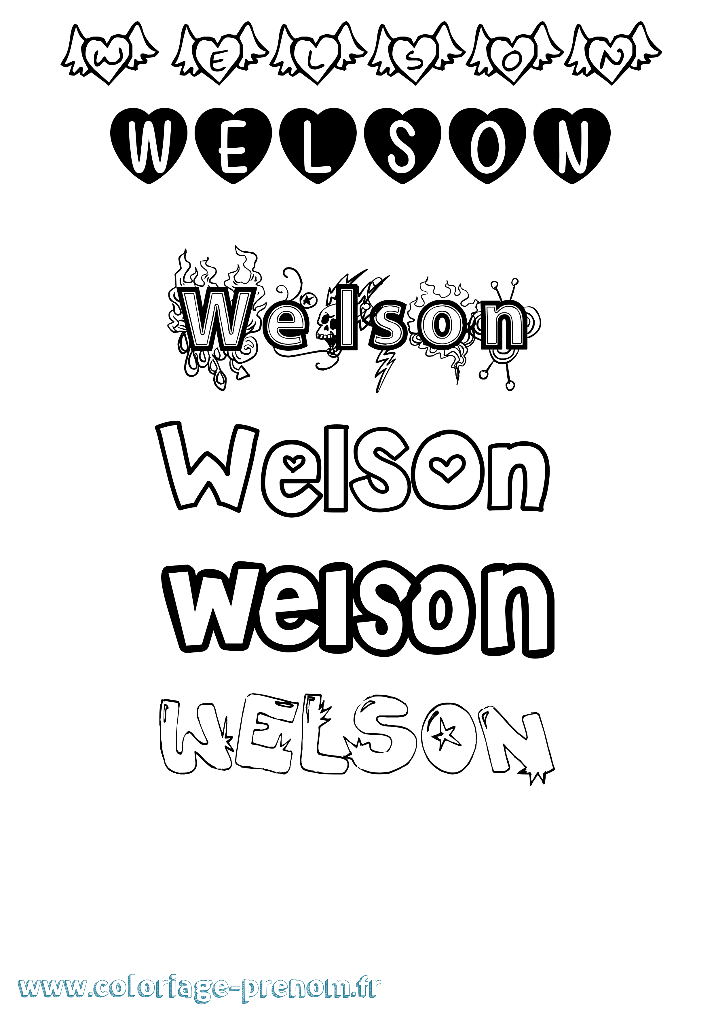 Coloriage Welson Girly Coloriage prénom Welson Girly