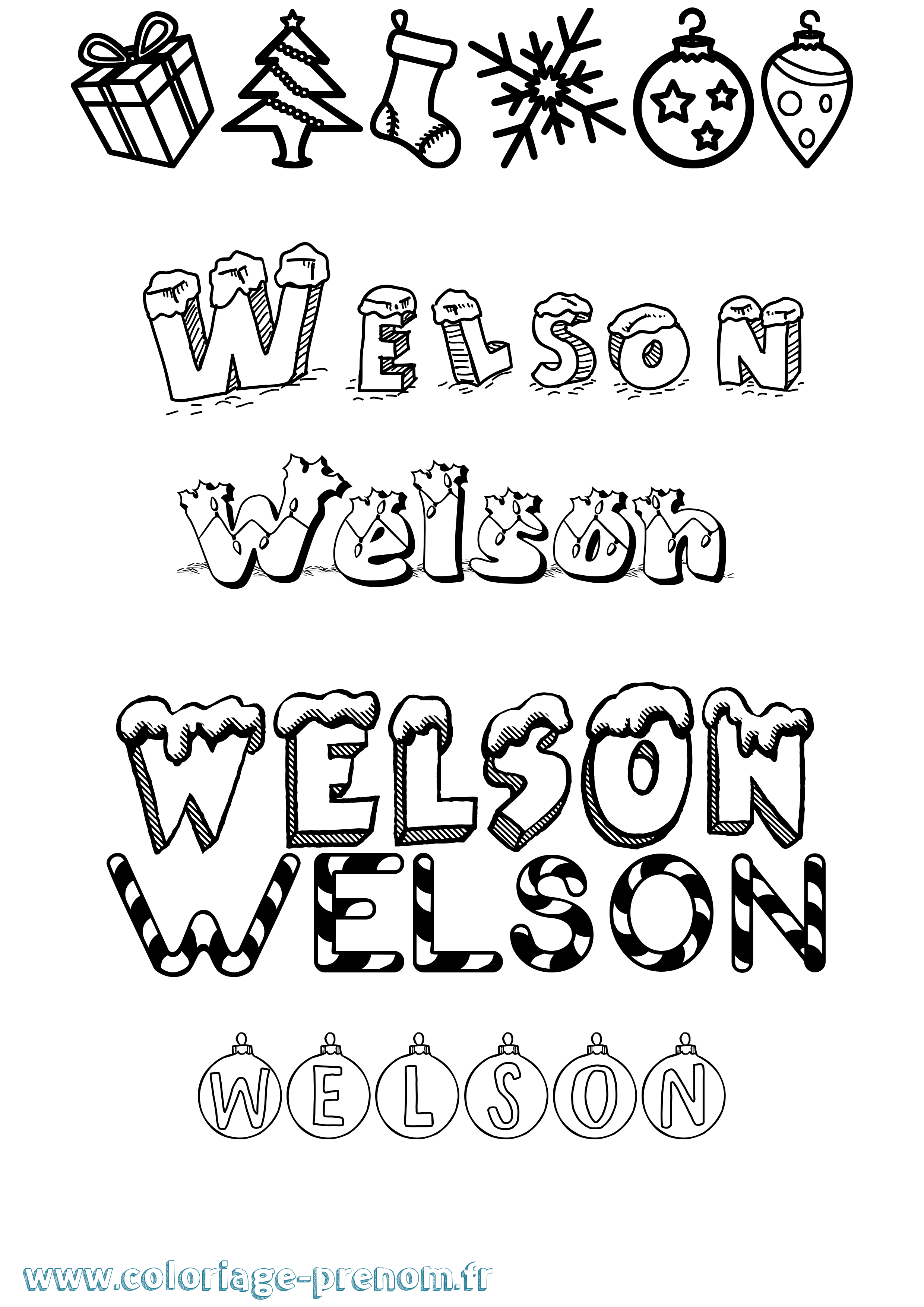 Coloriage Welson Noël Coloriage prénom Welson Noël