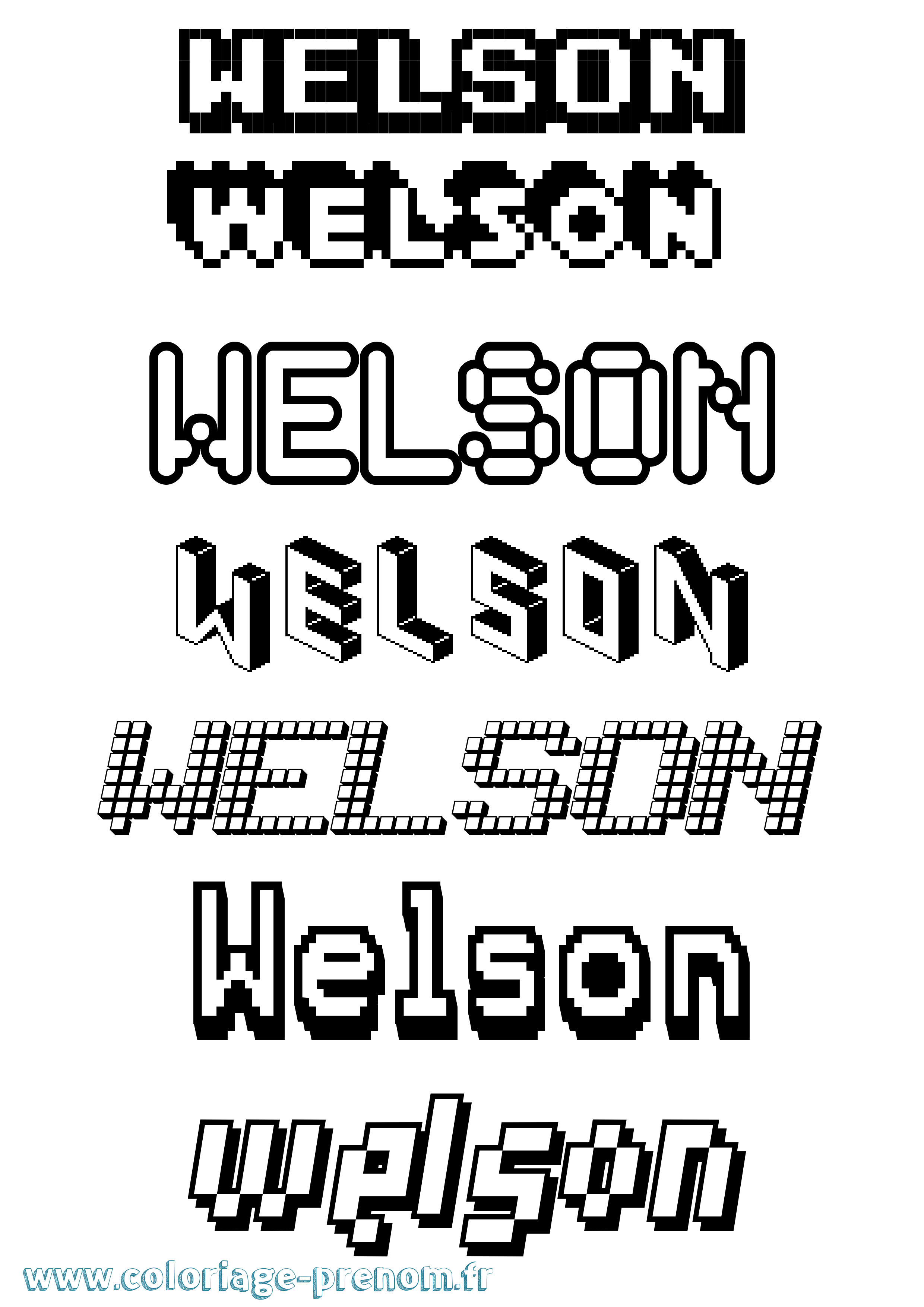 Coloriage Welson Pixel Coloriage prénom Welson Pixel