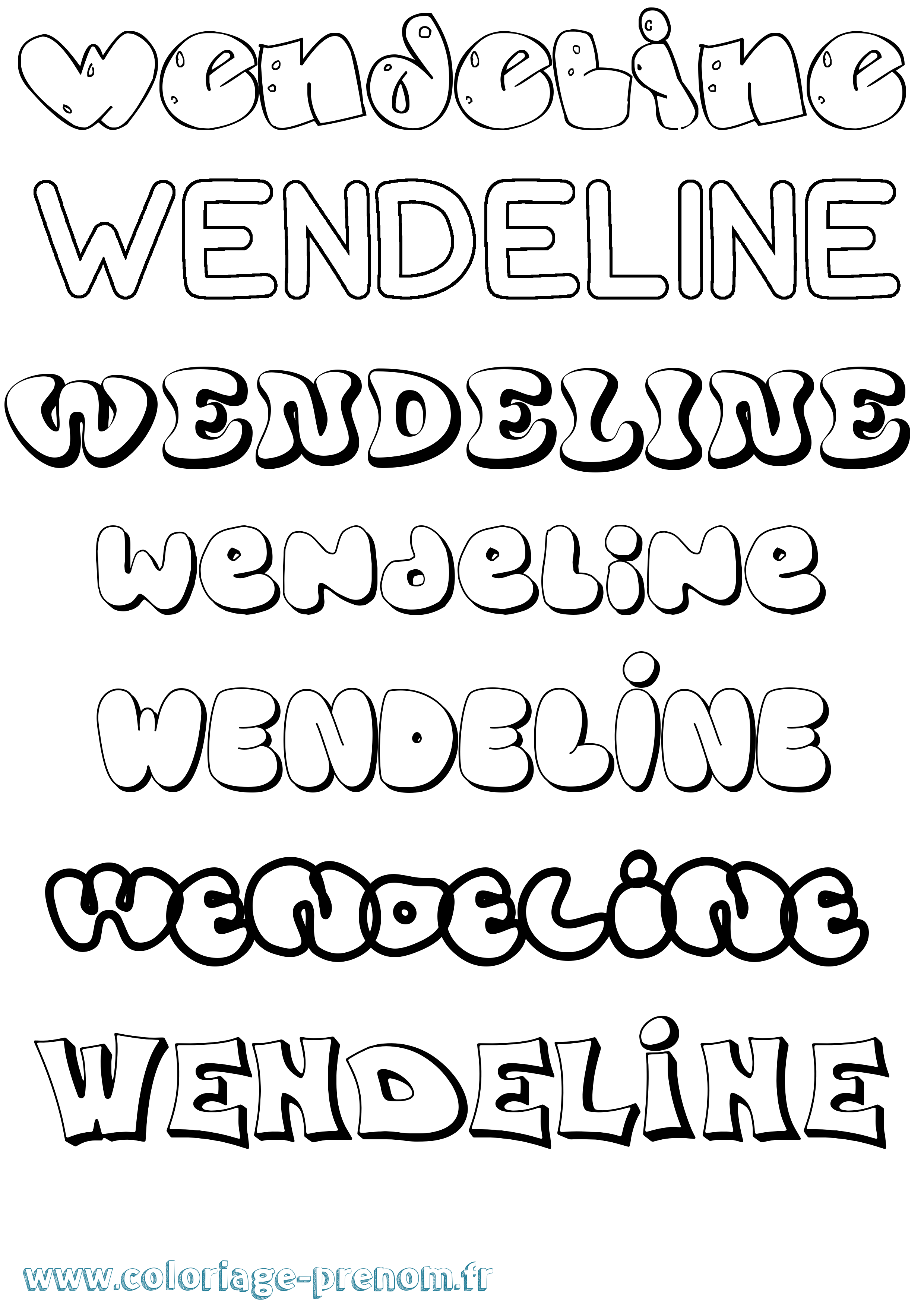 Coloriage Wendeline Bubble Coloriage prénom Wendeline Bubble