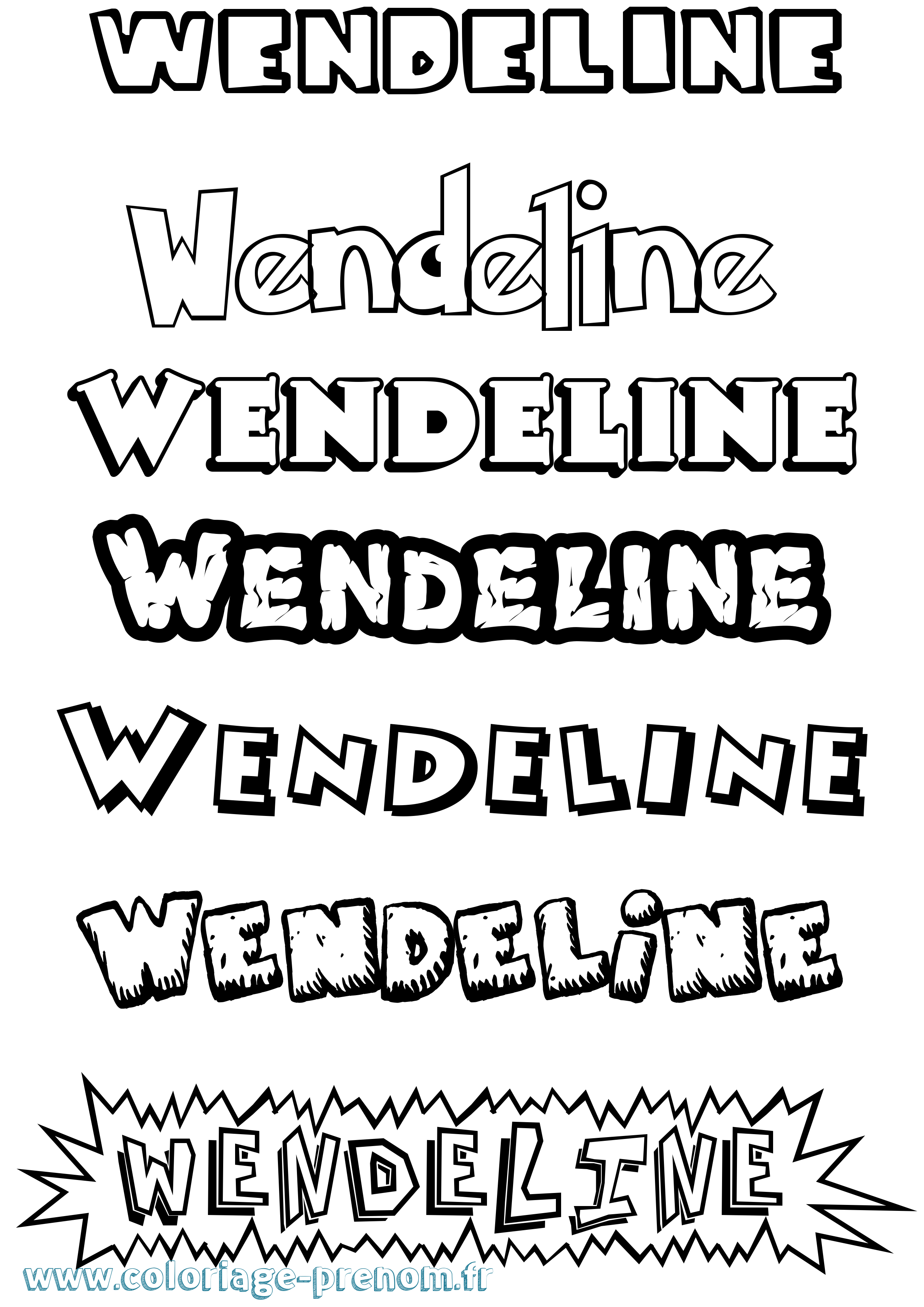 Coloriage Wendeline Dessin Animé Coloriage prénom Wendeline Dessin Animé