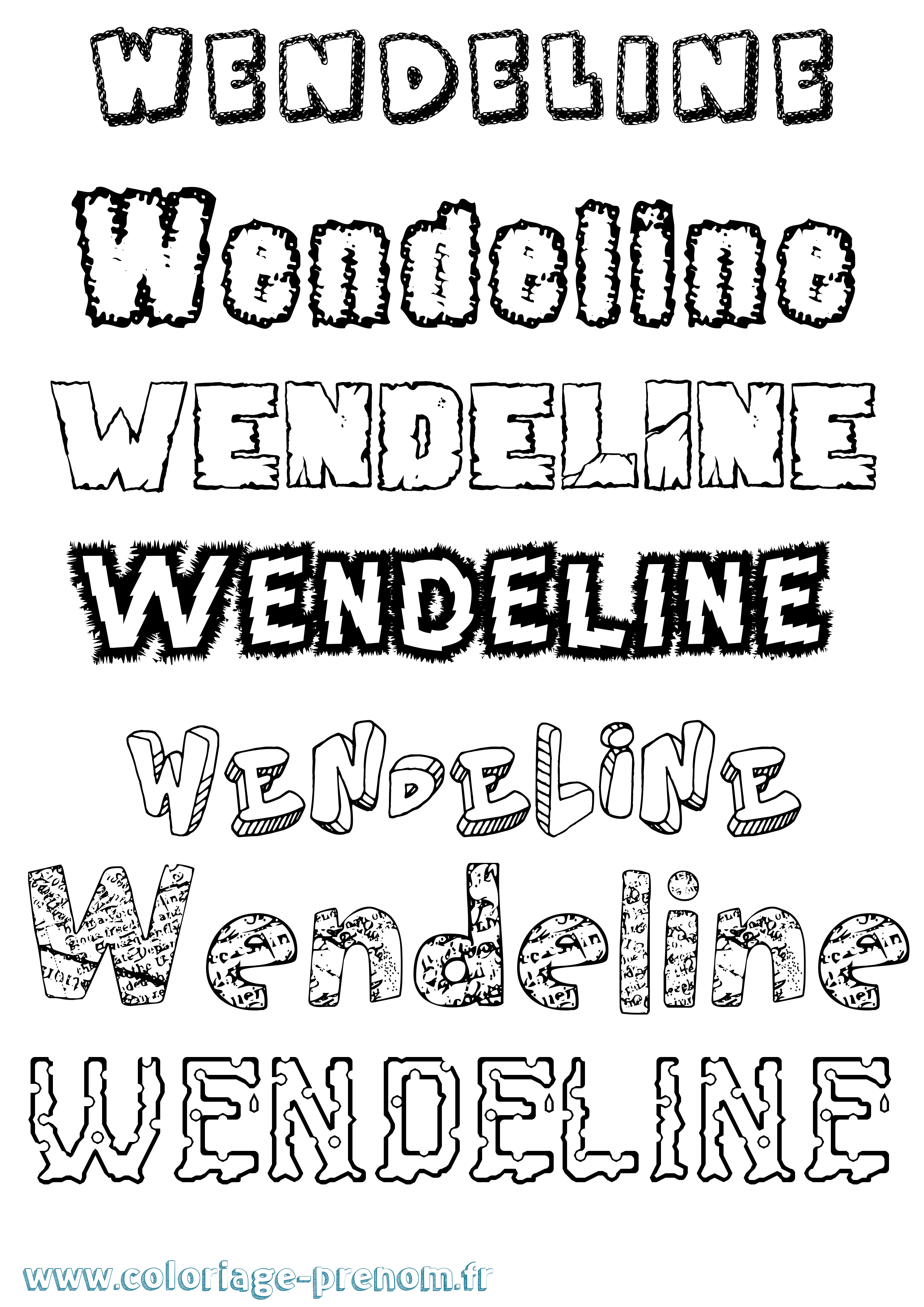Coloriage Wendeline Destructuré Coloriage prénom Wendeline Destructuré