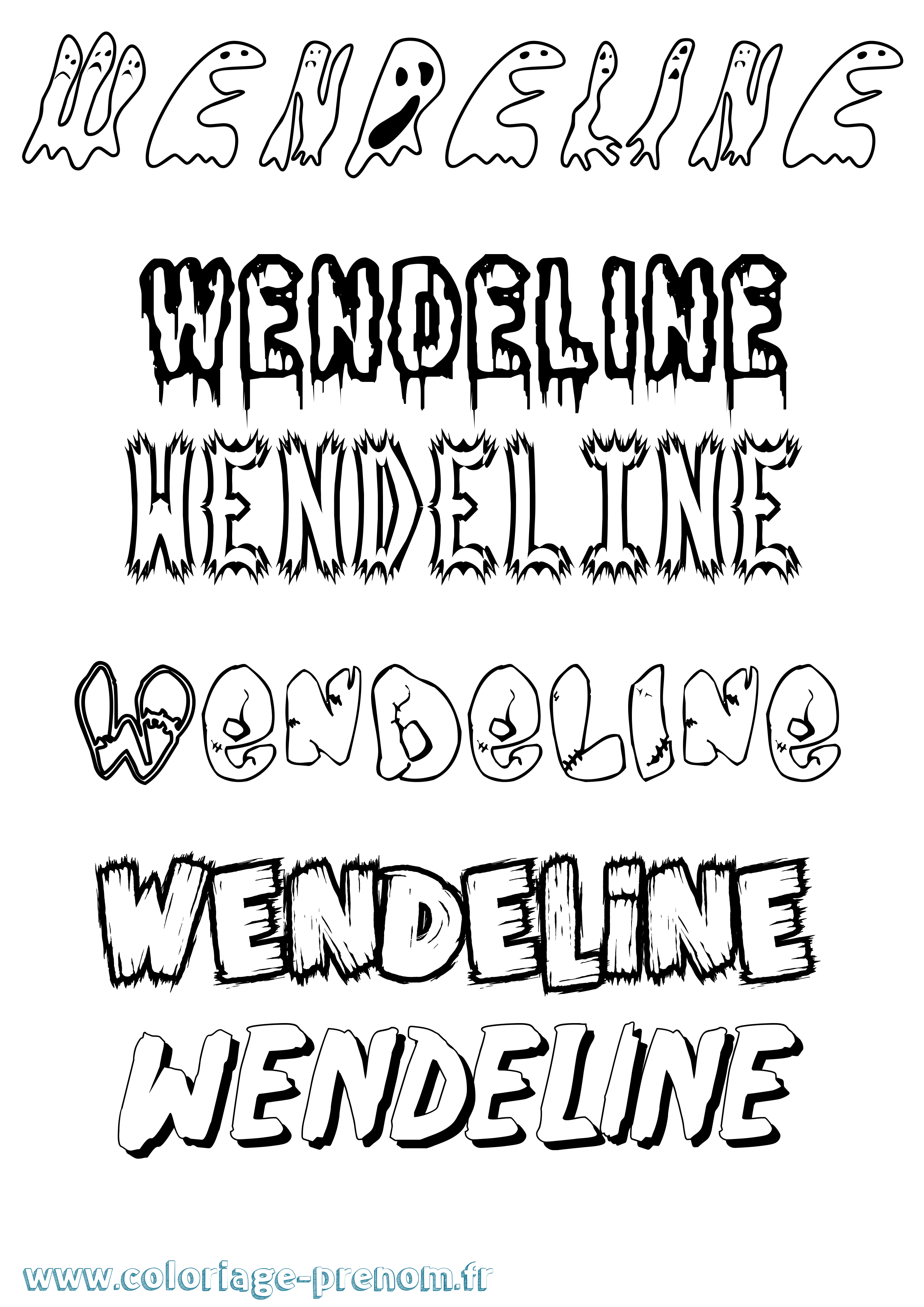 Coloriage Wendeline Frisson Coloriage prénom Wendeline Frisson