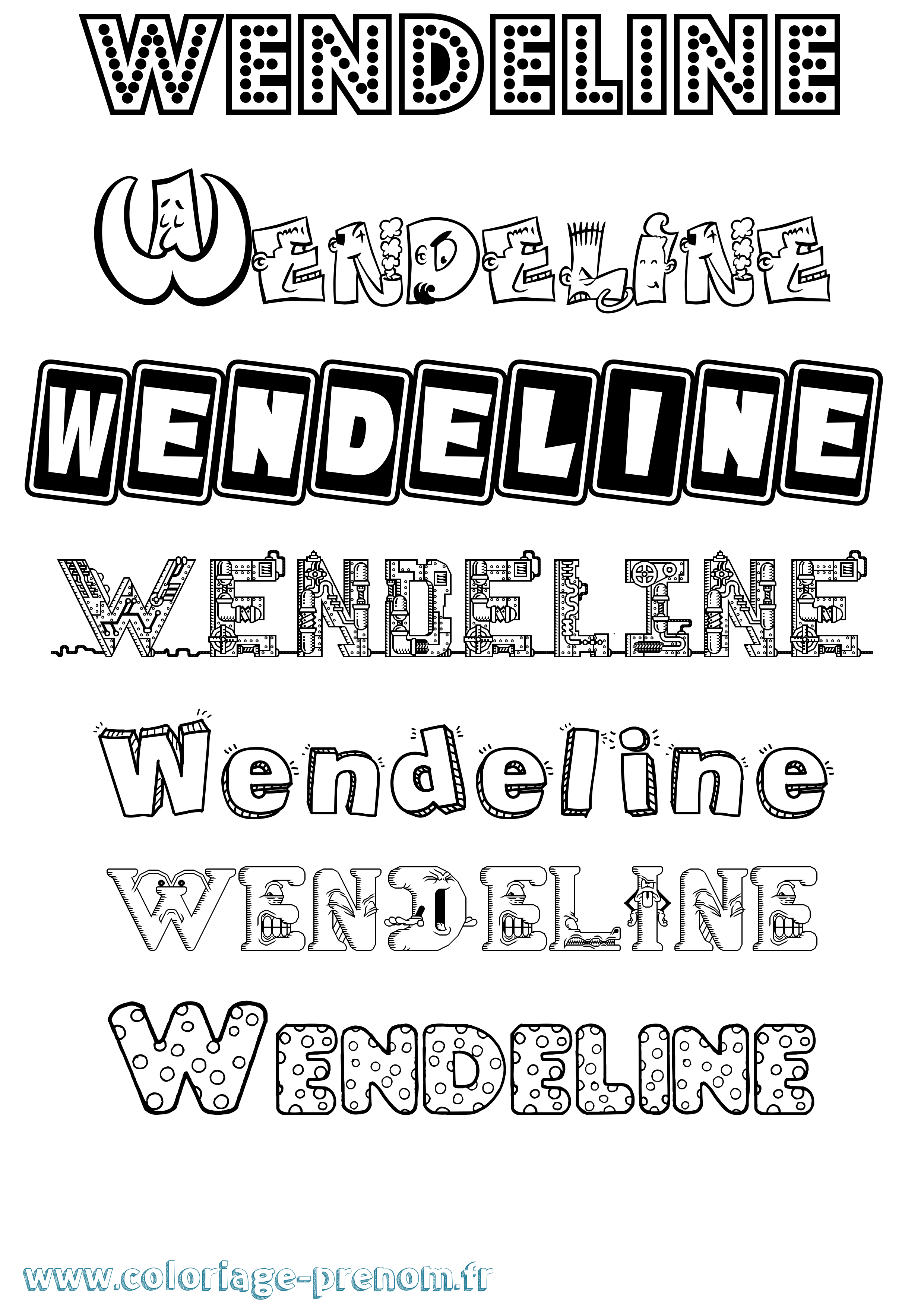 Coloriage Wendeline Fun Coloriage prénom Wendeline Fun