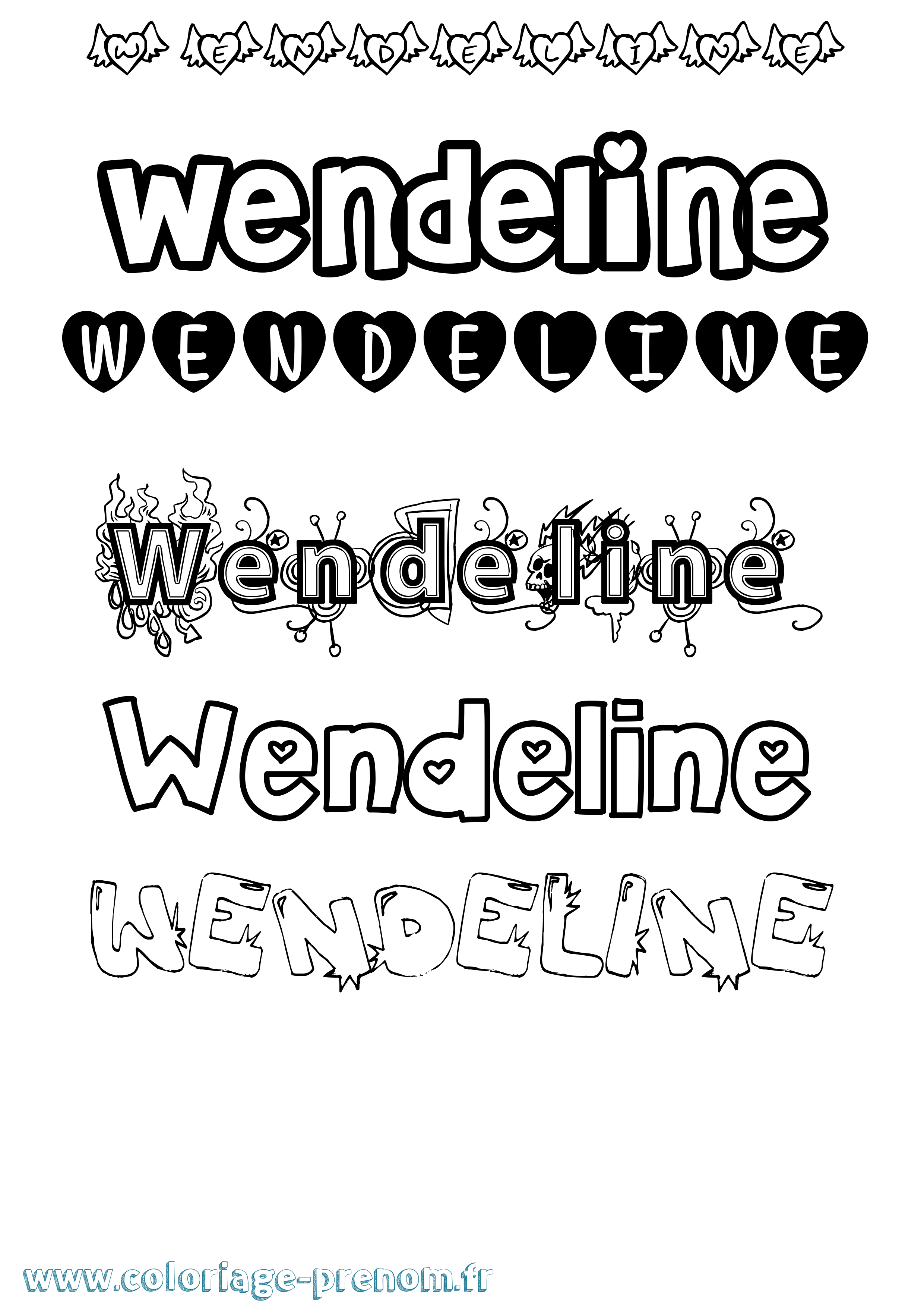 Coloriage Wendeline Girly Coloriage prénom Wendeline Girly