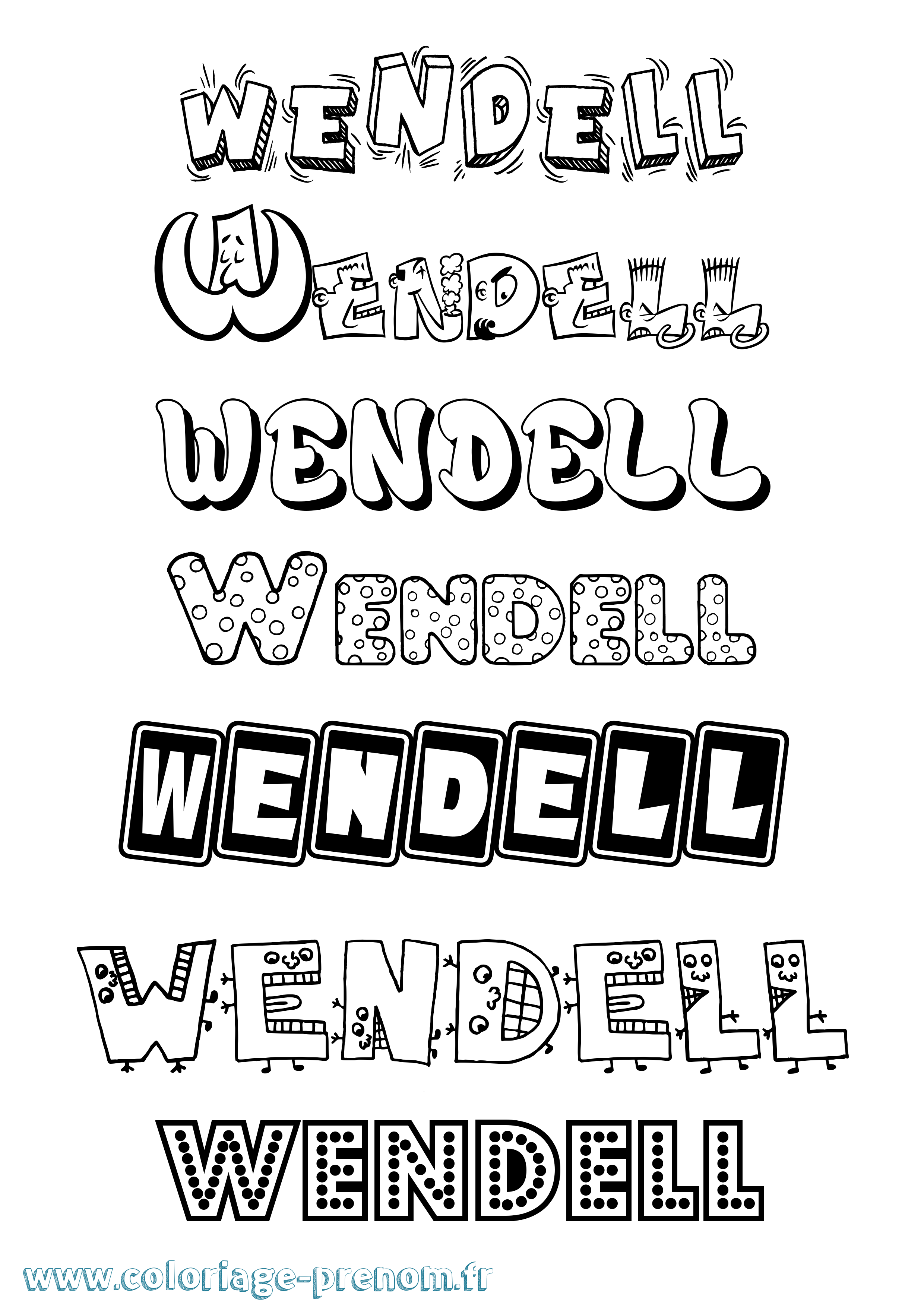 Coloriage Wendell Fun Coloriage prénom Wendell Fun